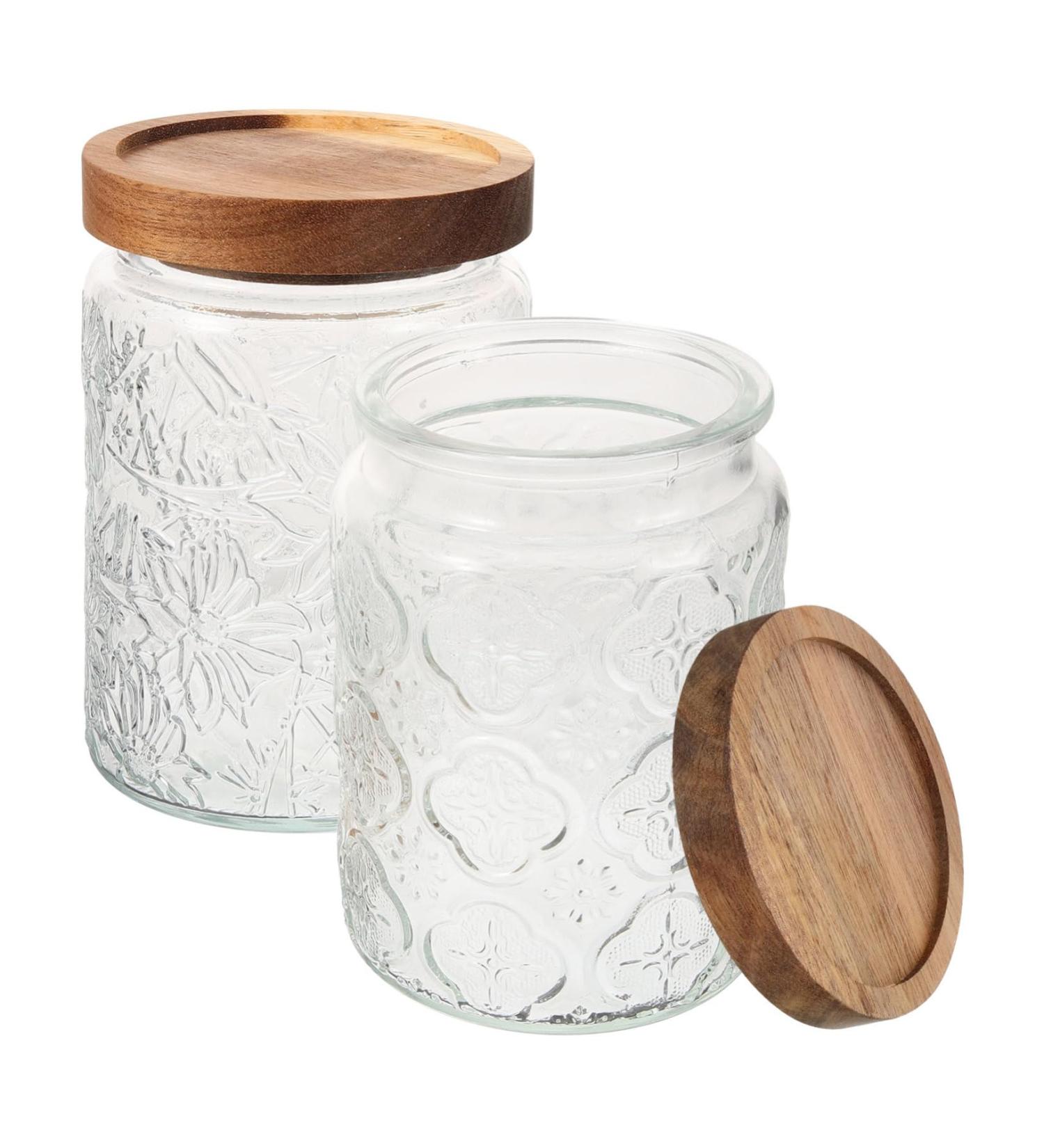 Alipis 2pcs Glass Jar Cereal Container Candy Jar Canisters Household Dried Food Container Household Storage Jar Candy Container Storage Accessory Snack Holder Cereals Wood Tea - Buy Online on SooperMarket.com