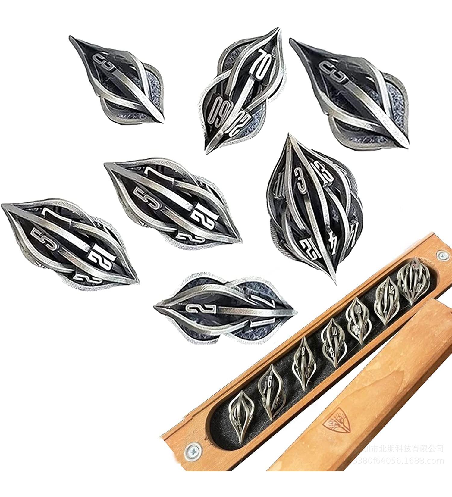 Thyggzjbs Arcanum Metal Dice Set - 3D Printed Hollow Polyhedral DND RPG MTG Game Dice (Ancient Silver) - Creative Craft Decor for Table Games - Buy Online on SooperMarket.com