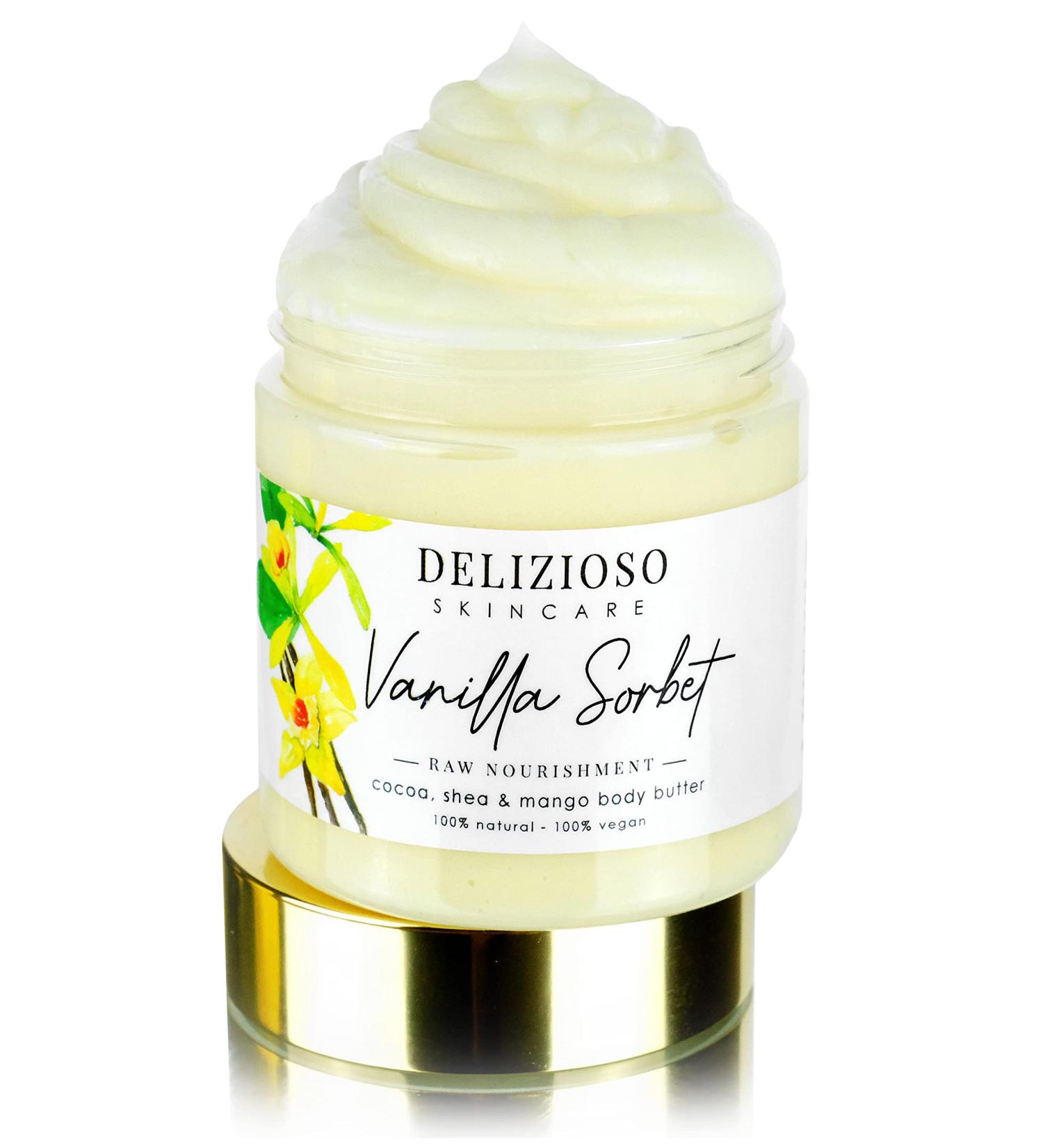 100% Natural & Vegan Vanilla Sorbet Body Butter - Rich Moisturizer with Cocoa Shea & Mango Butter - Handmade Cruelty Free - 8 oz - Buy Online on SooperMarket.com