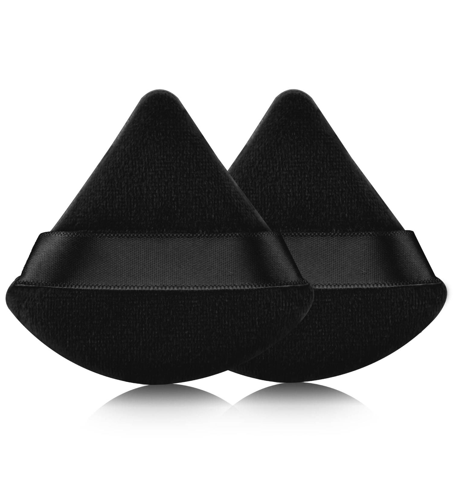 2 Pcs EVAOUXIU Triangle Powder Puff for Face Powder - Soft Plush Setting & Foundation Blender Sponge in Black - Buy Online on SooperMarket.com