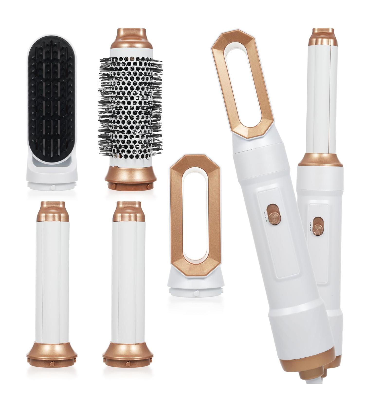 5-in-1 Hot Air Comb | Multi-Function Hair Styling Tool for Straight & Curly Hair | White | International Shipping - Buy Online on SooperMarket.com