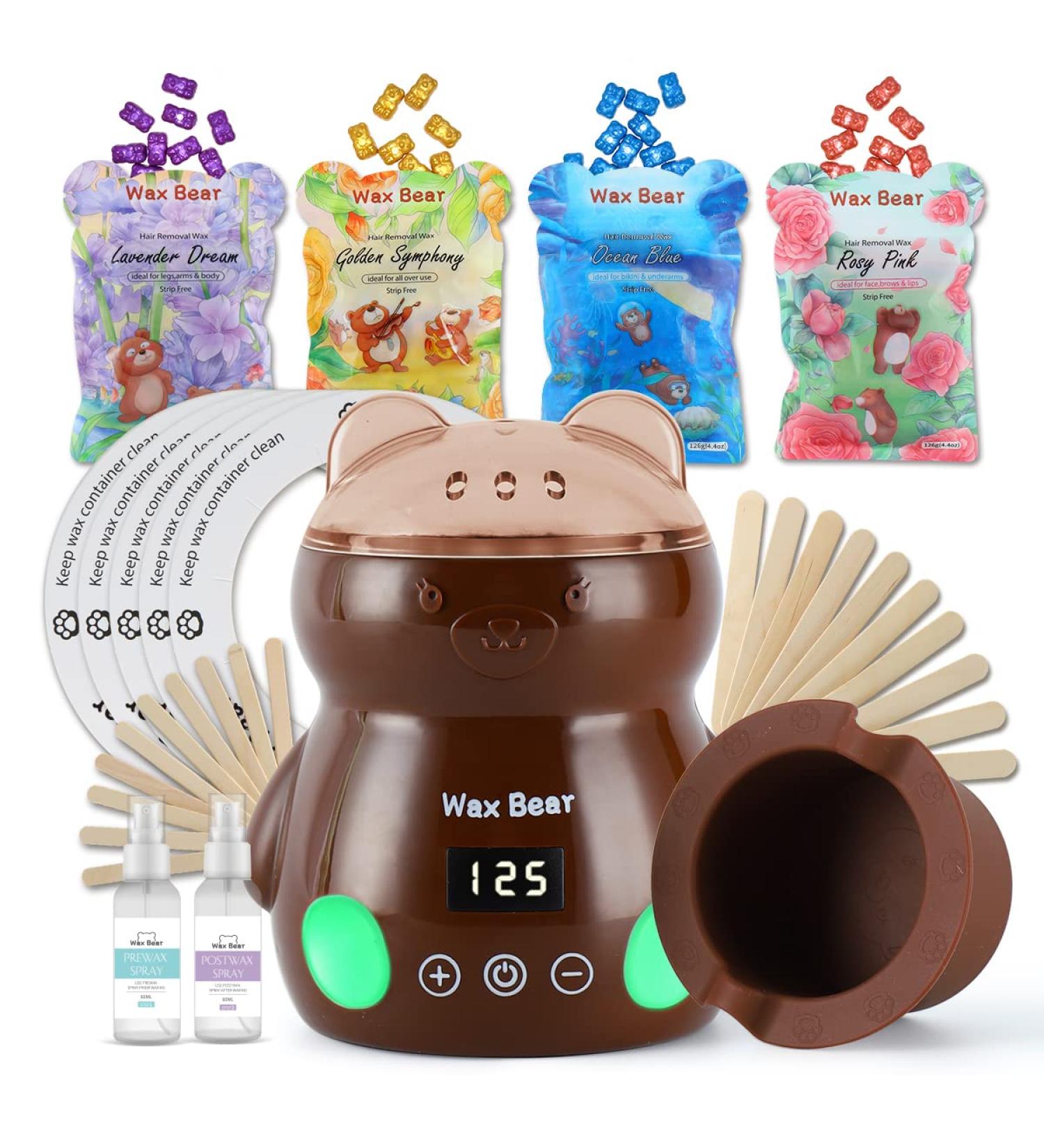 Waxing Kit Wax Warmer with Touch Screen Display and 4 Bags of Hard Wax Beans - Best Home Hair Removal Kit for Sensitive Skin Women - Buy Online on SooperMarket.com