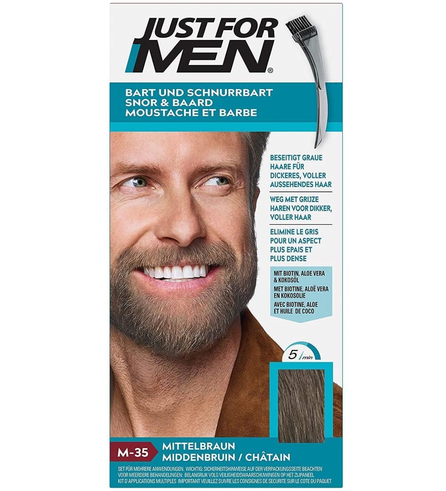 Just for Men Moustache and Beard Medium Brown Colour Eliminates Grey for a Thicker and Fuller Look M35 M35 - medium brown - Buy Online on SooperMarket.com