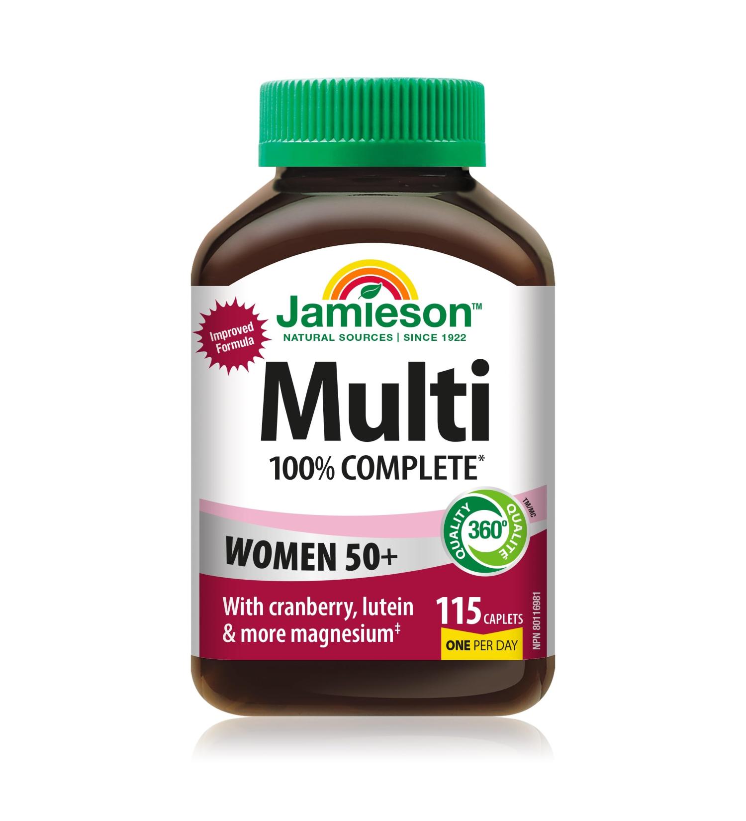 Jamieson 100% Complete Multivitamin for Adult Women 50+ with Cranberry Lutein & Magnesium 115 count (Pack of 1) - Buy Online on SooperMarket.com