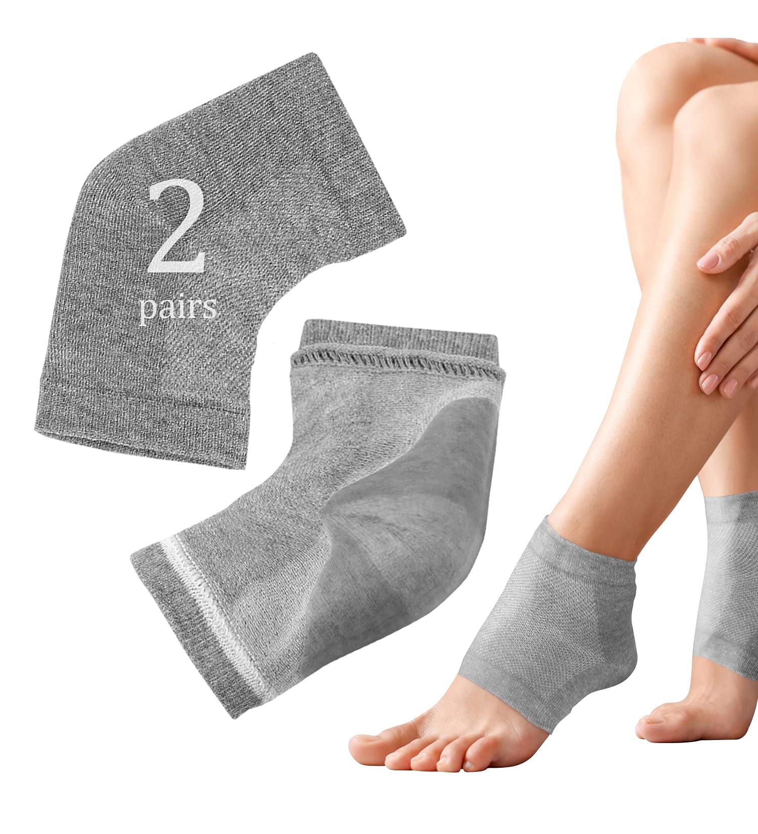 Moisturizing Heel Socks with Soft Gel Lining - Reusable Foot Moisturizer for Dry Cracked Feet - Pack of 2 - Buy Online on SooperMarket.com