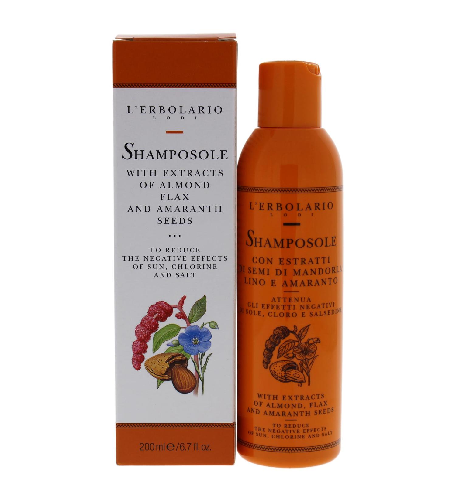 L'Erbolario Shamposole Shampoo - Protects Hair from Sun Chlorine & Salt - Strengthens & Moisturizes - 6.7 Oz - Buy Now for International Shipping - Buy Online on SooperMarket.com