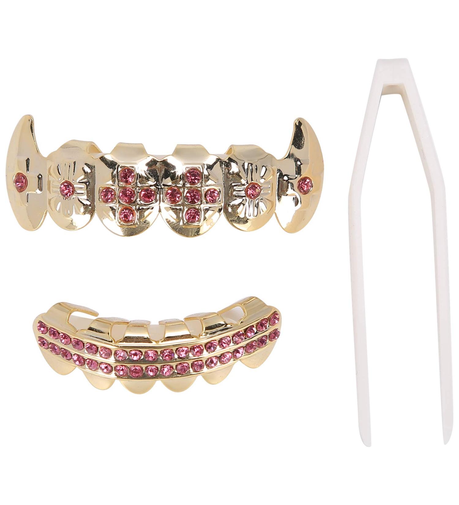 Gold Teeth Brace Set Hip Hop Punk Custom Fit Metal Teeth Decoration Jewelry Gold Teeth Grillz Oral Pain ReliefOral Care() - Buy Online on SooperMarket.com
