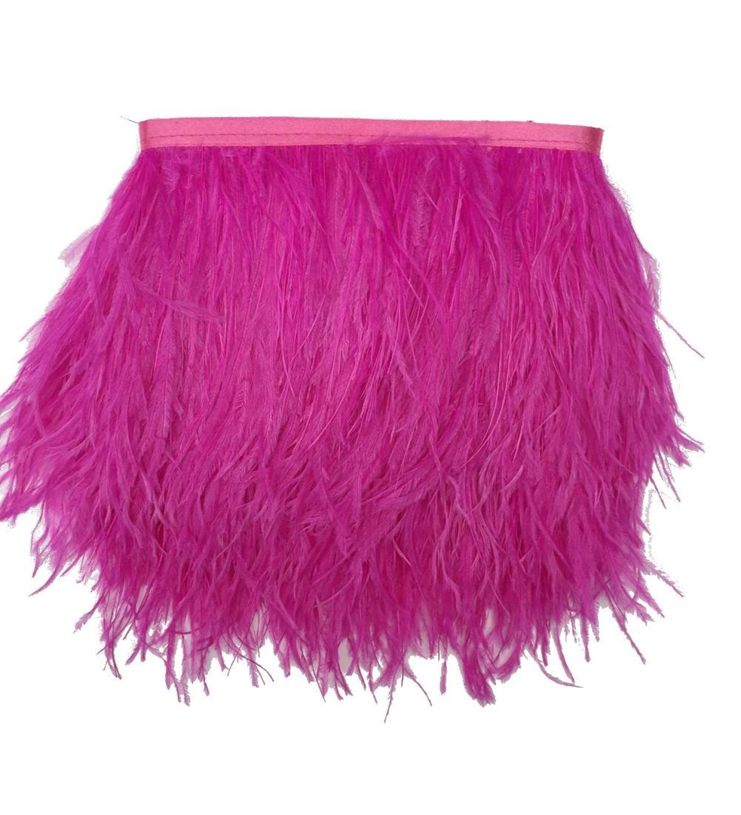 Shekyeon Ostrich Feather Trim Fringe Used Wedding Sewing Crafts Costumes Decoration Pack of 2 Yards(Fuchsia)