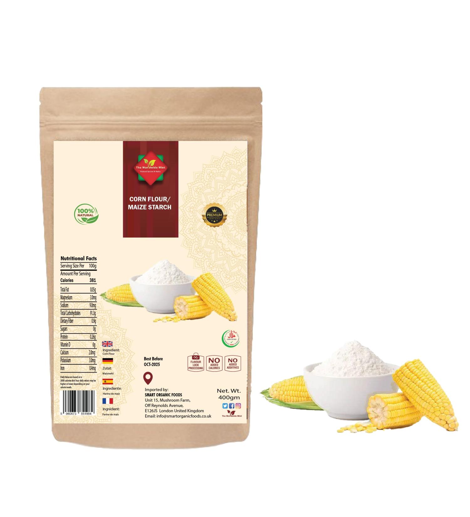 Corn Starch (400g / 14.11 oz) | Maize Starch | Best for Gravy sauce thickener | Non GMO | Vegan | No Preservatives Added | Supplied in Reusable Zip Sealed Pacakging