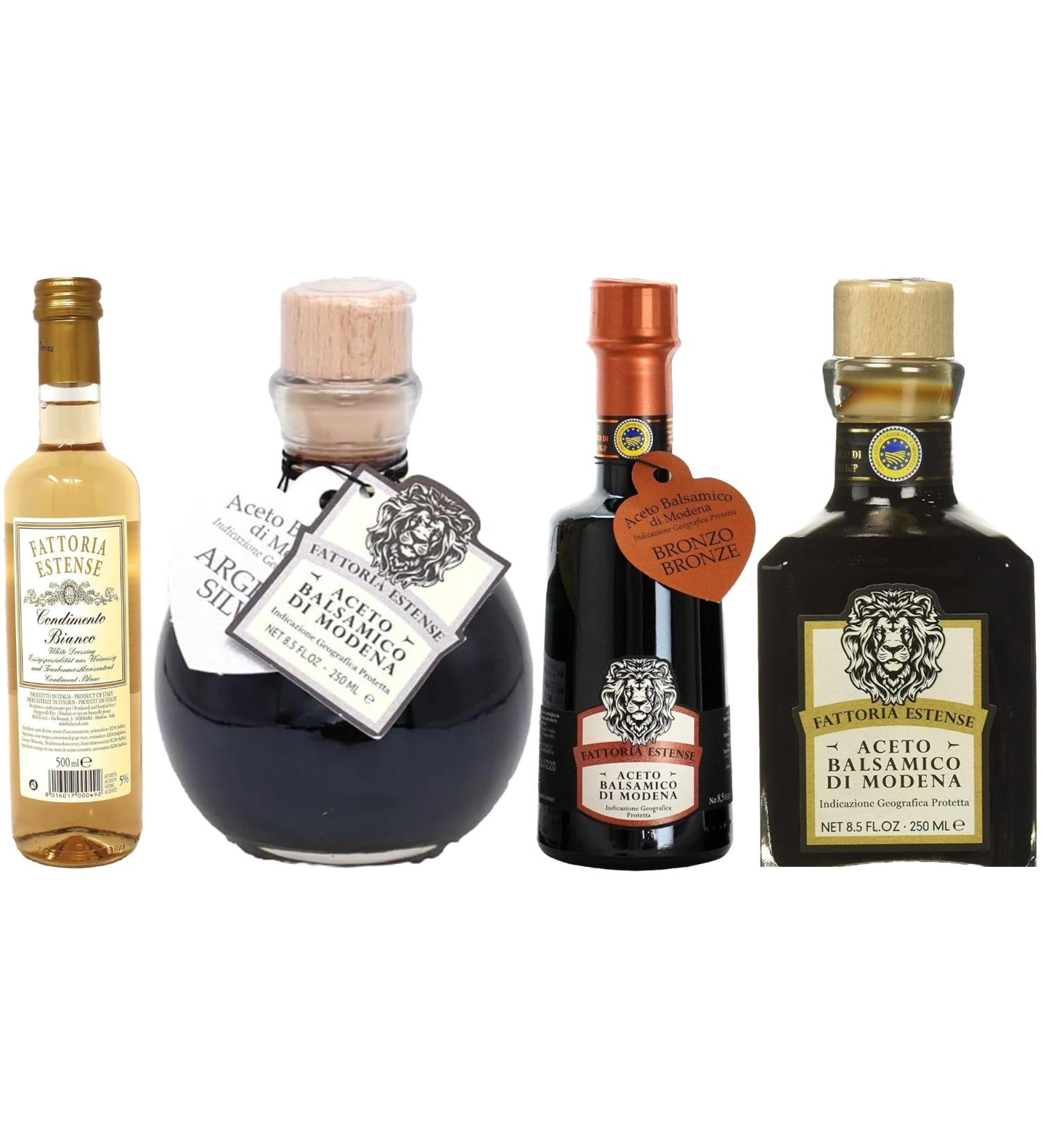 Fattoria Estense WHITE SILVER GOLD BRONZE Vinegar (Bundle of 4)