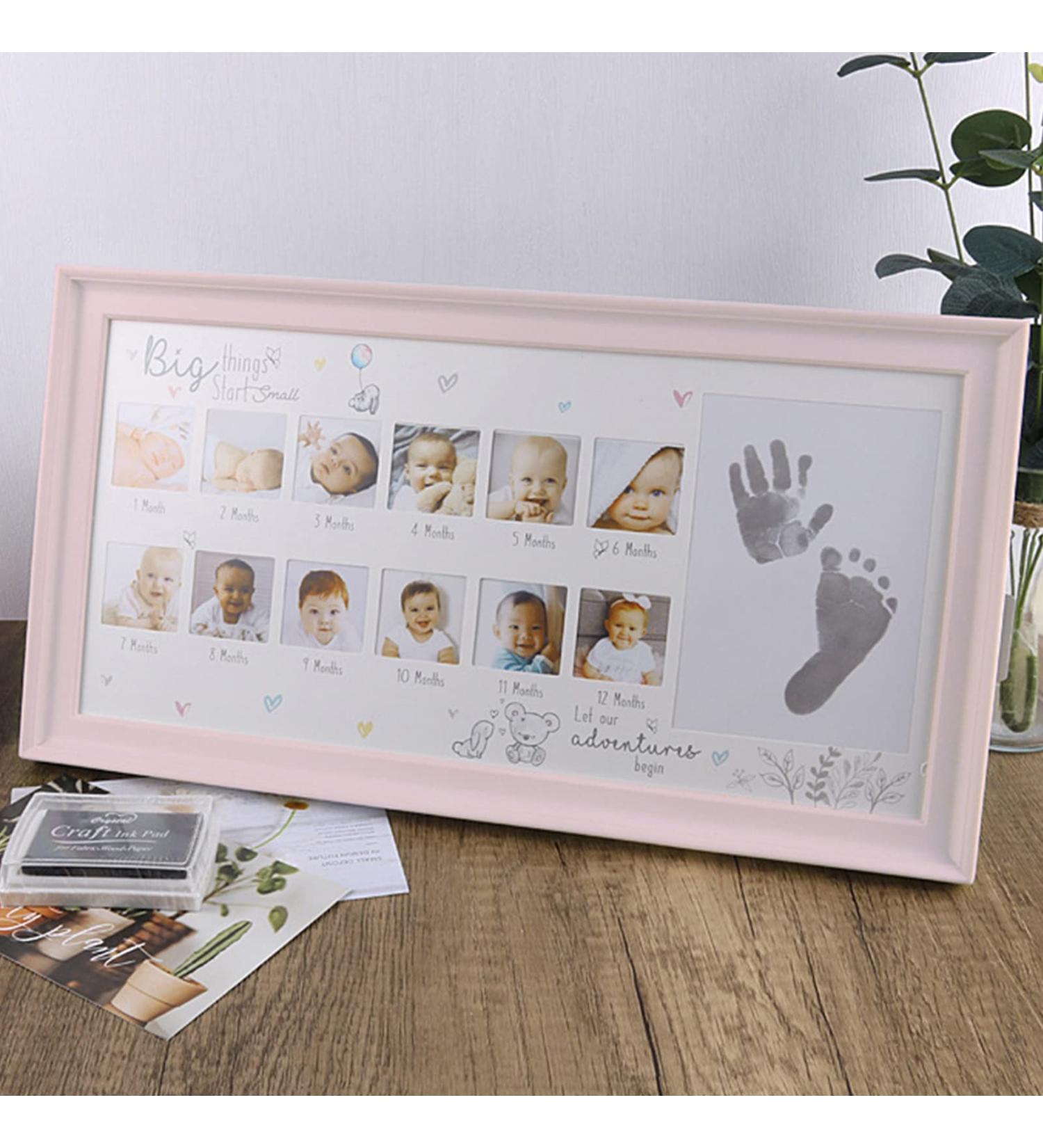 Mikytoper Baby Hand and Footprint Kit Baby Framed Photo Kit Anniversary Growth Record Baby Gifts Reusable Ink Cartridge Photo Frame (Pink) - Buy Online on SooperMarket.com