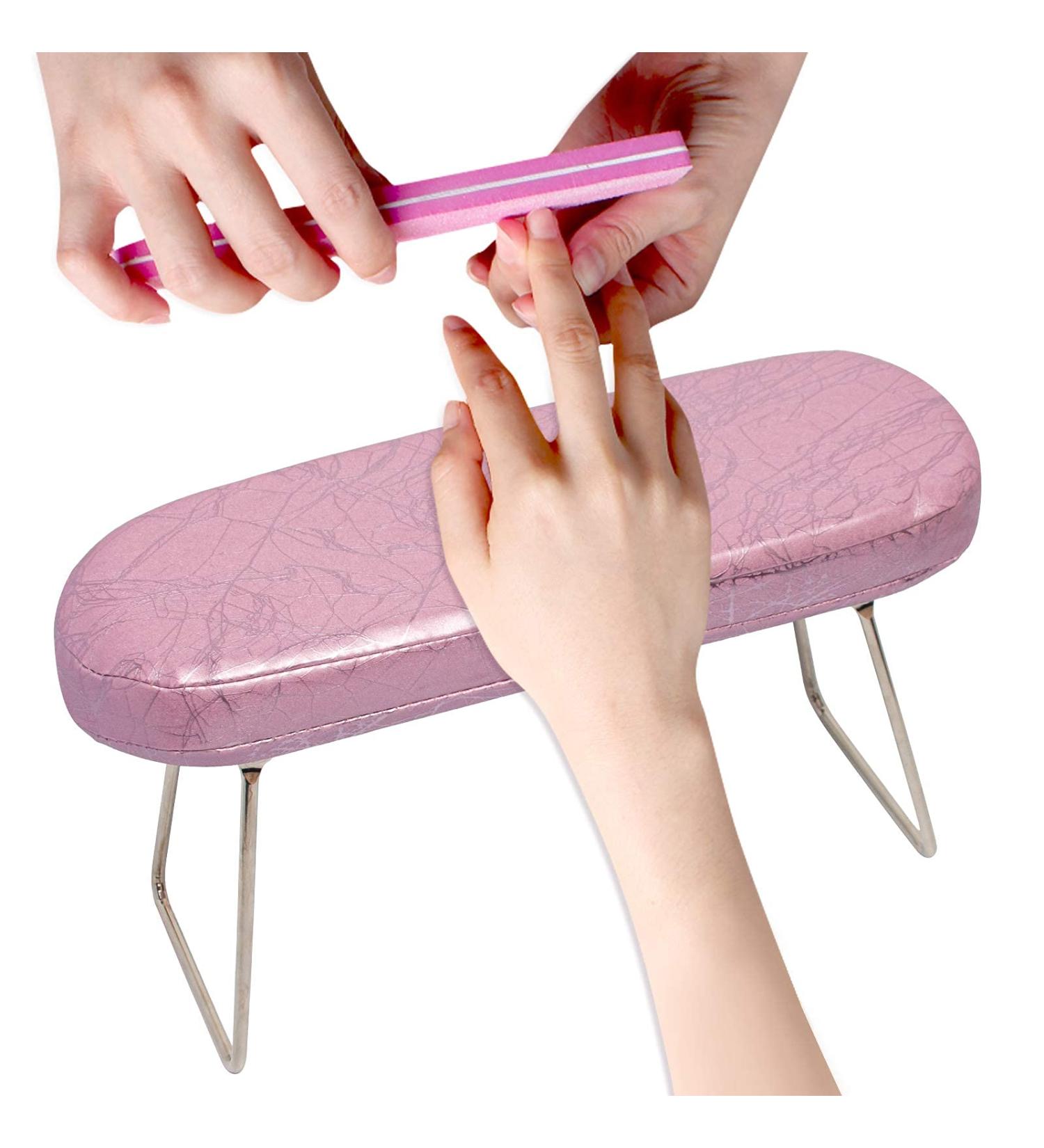 AORAEM Nail Arm Rest Cushion with Bracket - Plum Pink Hand Pillow for Manicures and DIY Nail Art - Buy Online on SooperMarket.com