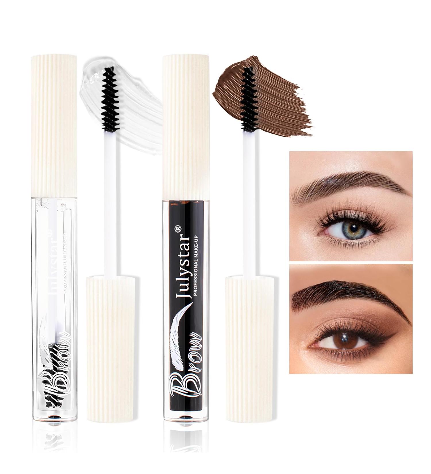 U-Shinein The Brow Glue 14H Extreme Hold Eyebrow Gel Non Sticky Formula Natural Finish Strong-Hold Clear-Drying and Water-Resistant Brow Gel Creates Laminated Brows LImitless Brow Looks Clear and Brown Clear + Brown - Buy Online on SooperMarket.com