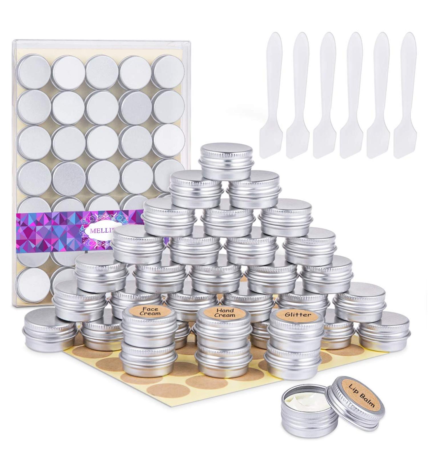 35 Aluminum Cosmetic Jars - Empty Metal Taps for Lip Balm Creams & Nail Art | 5ml Sample Cans - Buy Online on SooperMarket.com