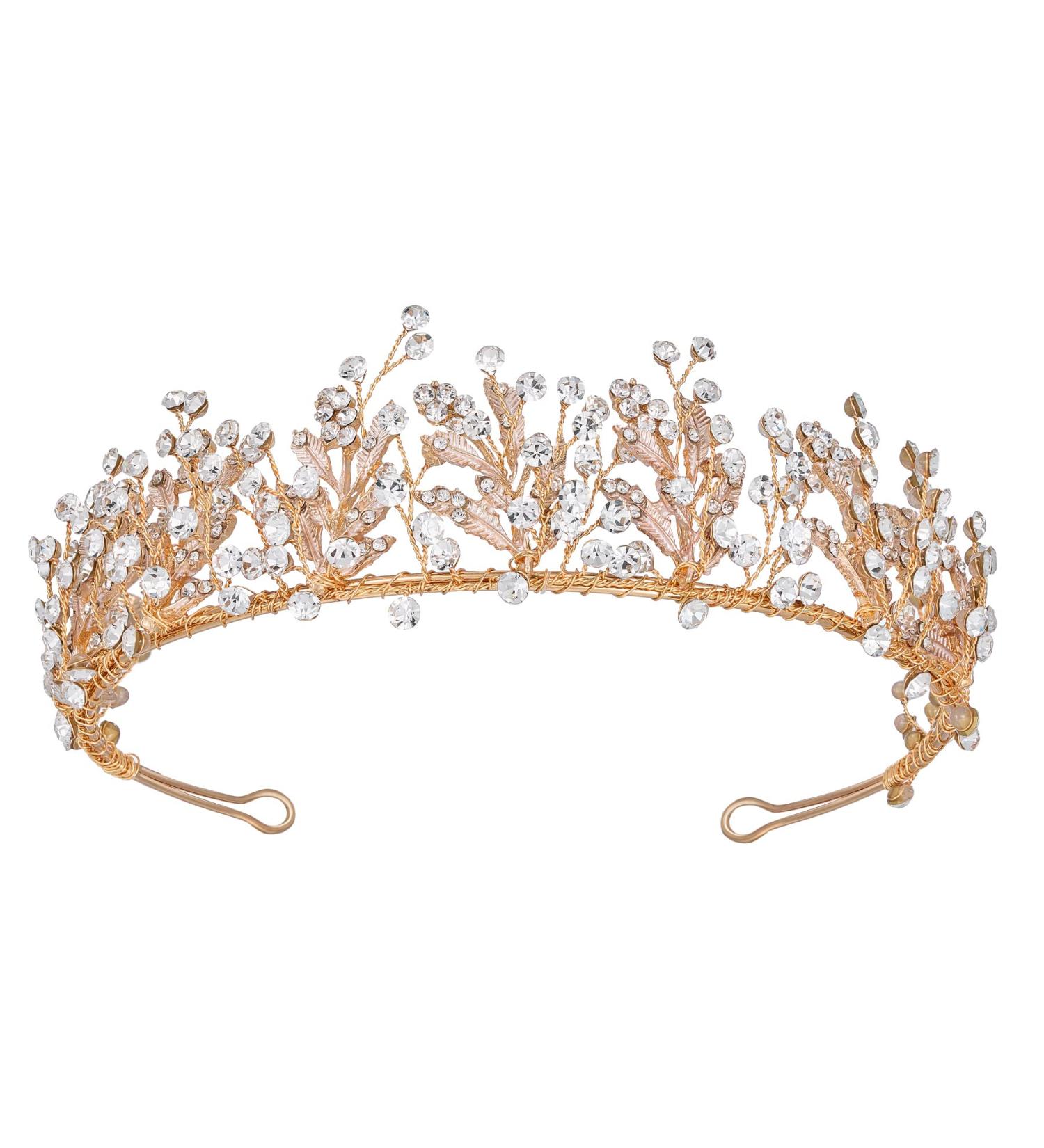 SWEETV Rhinestone Bridal Headband - Gold Wedding Tiara for Bride | Hair Accessories for Women - Buy Online on SooperMarket.com
