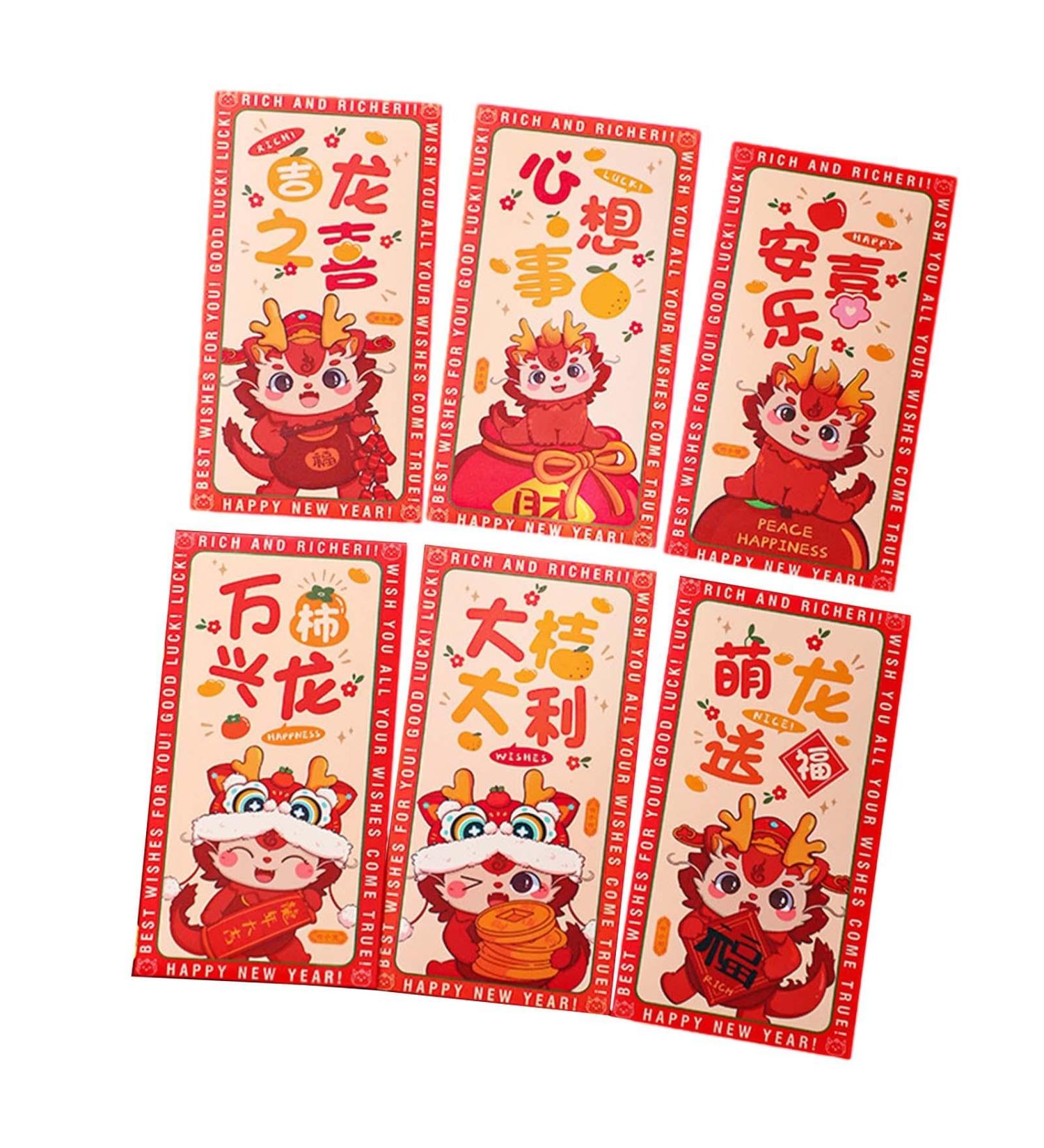 Generic 6X Red Envelopes for Chinese Lunar New Year Red Packets Best Wishes Gift from Hong Bao Lucky Money for Spring Festival Graduation Style C - Buy Online on SooperMarket.com