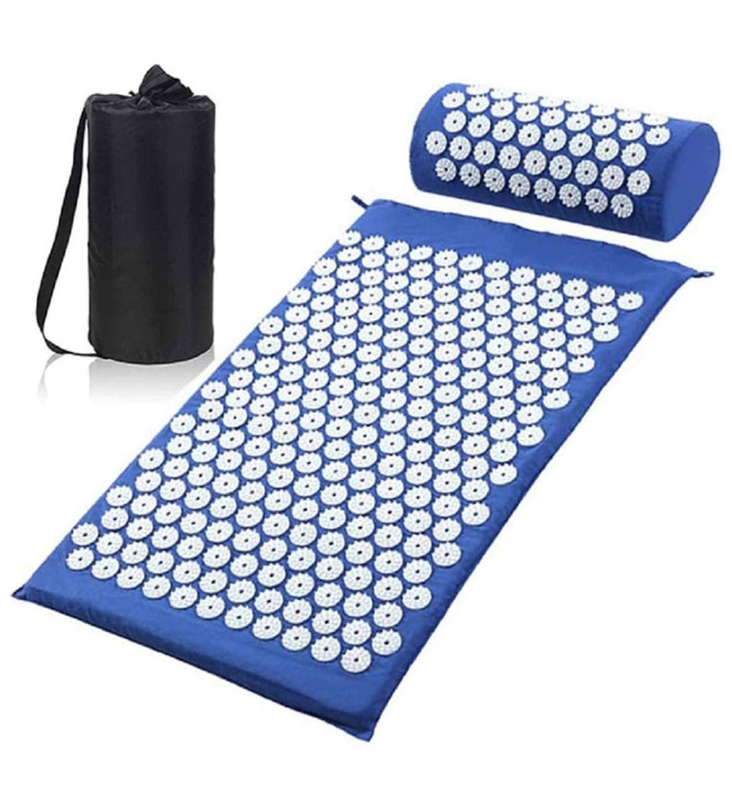 Tesion Acupressure Mat and Pillow Set Massager Cushion Ideal for Back/Neck Pain Relief and Muscle Relaxation Relieves Stress and Sciatic Pain. Bule - Buy Online on SooperMarket.com