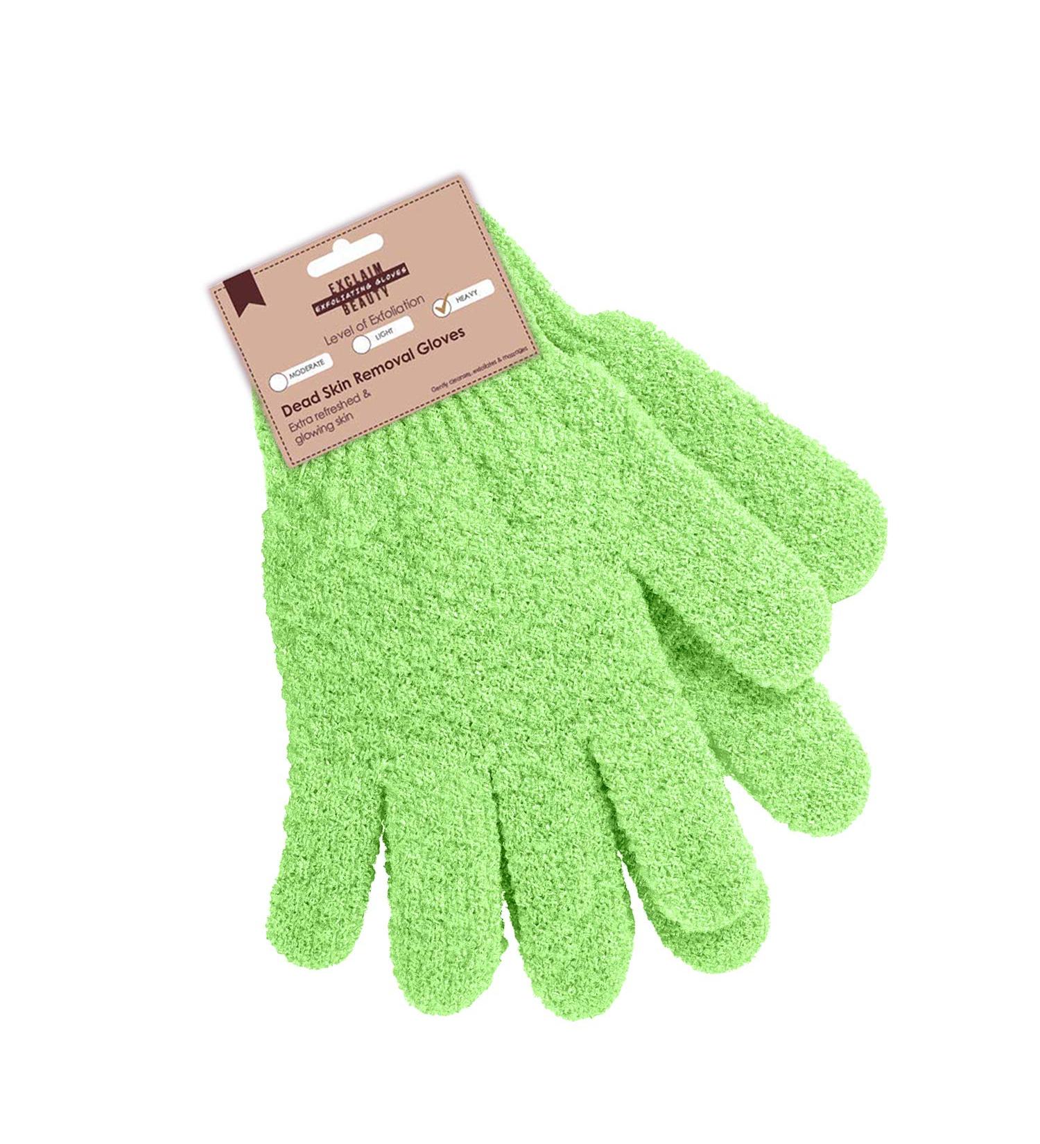 Exclaim Beauty Exfoliating Gloves - Dual Texture Bath Gloves for Shower, Spa & Massage - Dead Skin Remover with Adjustable Straps - Single Light Green - Buy Online on SooperMarket.com