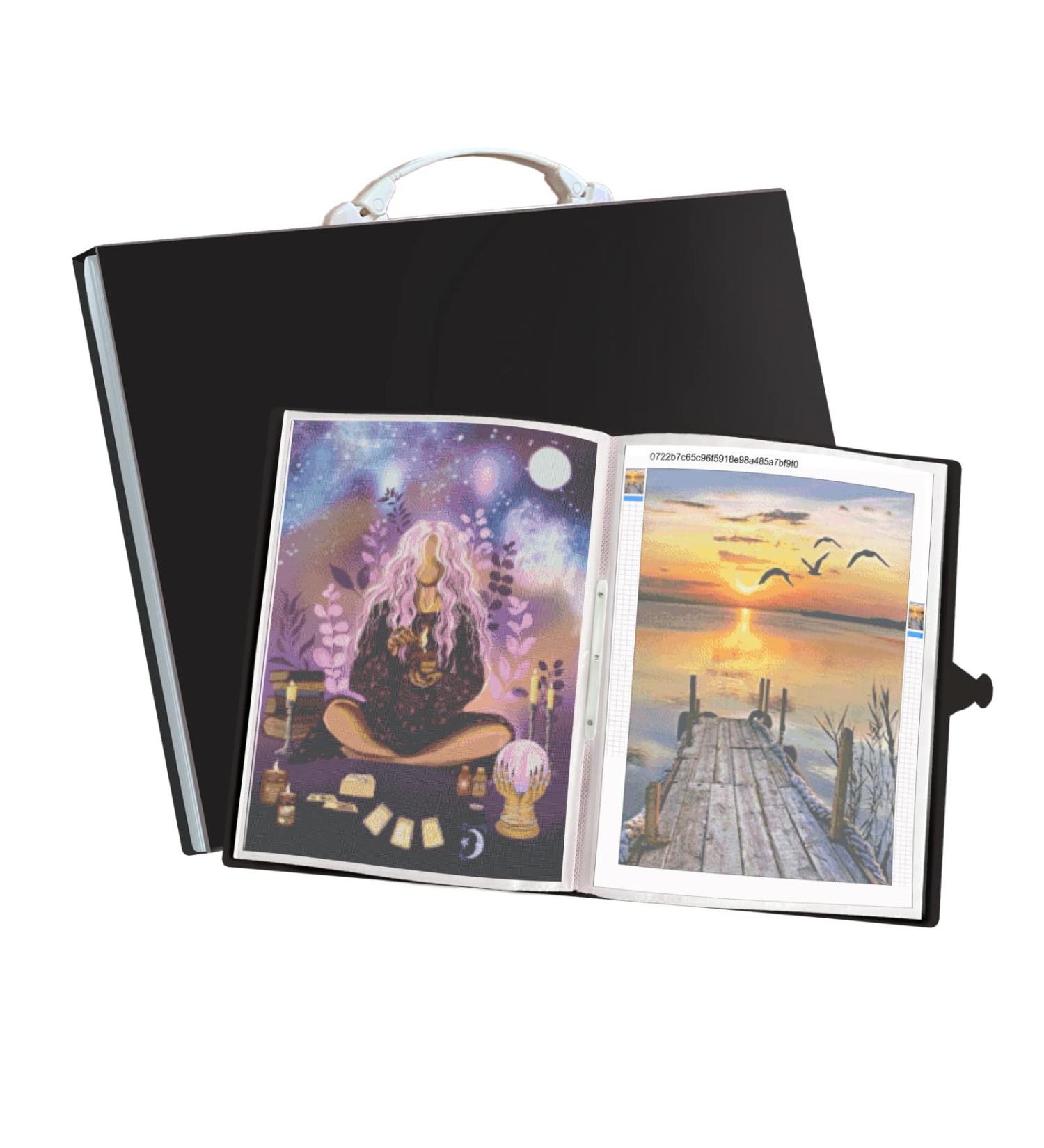 A3 Diamond Art Storage Kit | Large Capacity Combo Folder for Diamond Painting | 30-Page Transparent Sleeves | 30.5x42.5cm (12x16.7inch) | Black - Buy Online on SooperMarket.com