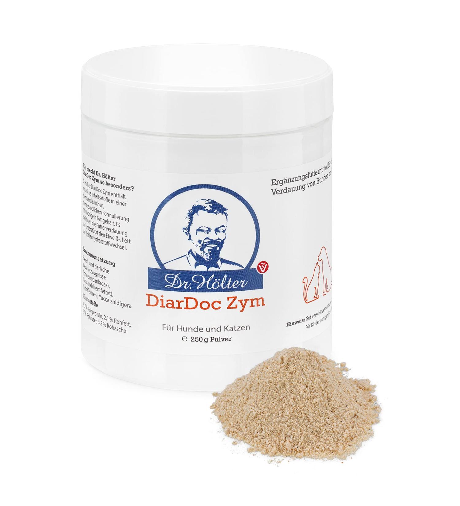 Dr.HOLZ DIADOC ZYM Pancreatic enzymes digestive enzymes for dogs for intestinal problems and for feeding intolerance/feed allergies (250g Diardoc Zym powder)