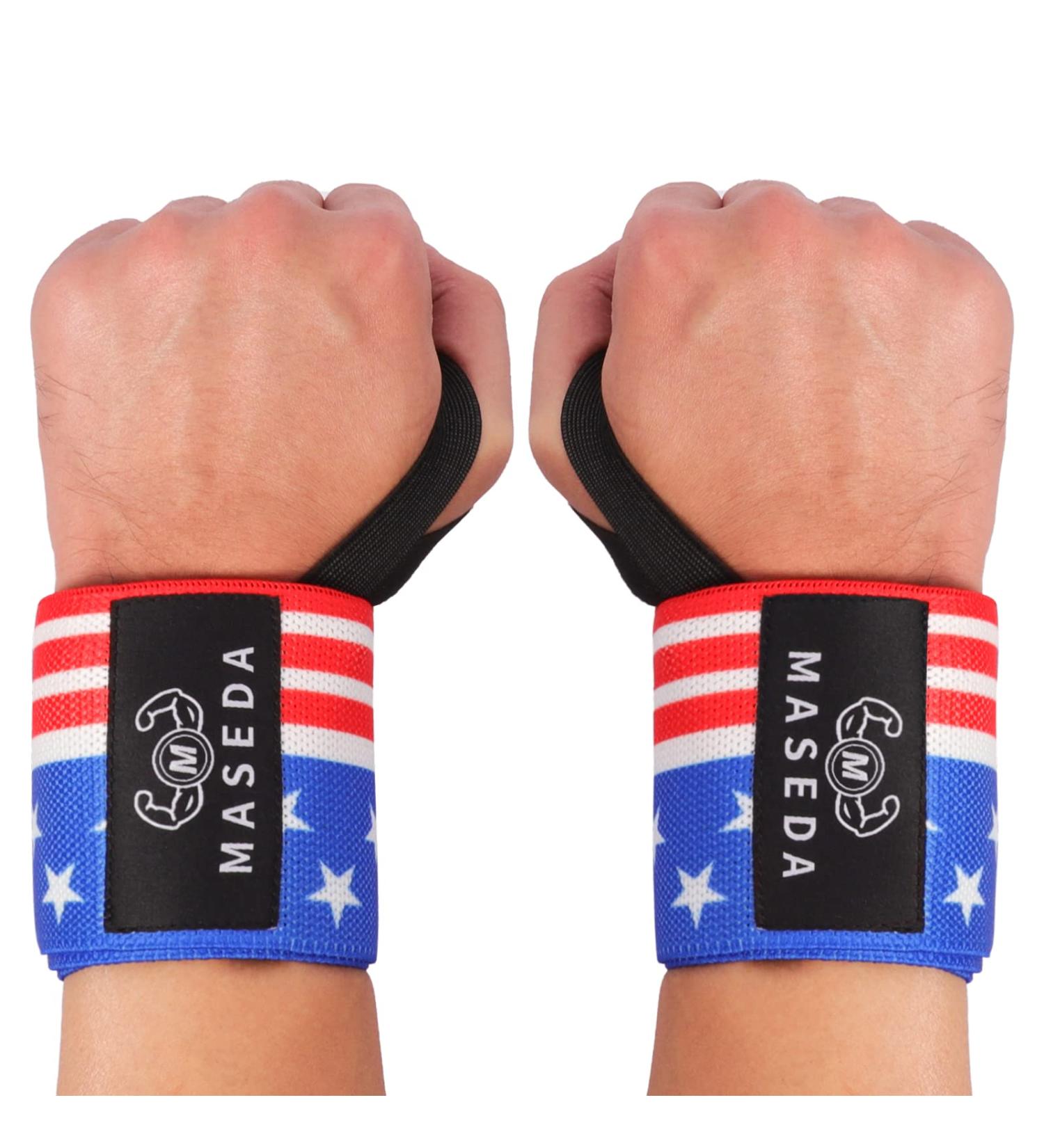 MASEDA Camouflage Wrist Wraps for Fitness Workouts - 1 Pair American Flag Design for Men and Women - Buy Online on SooperMarket.com