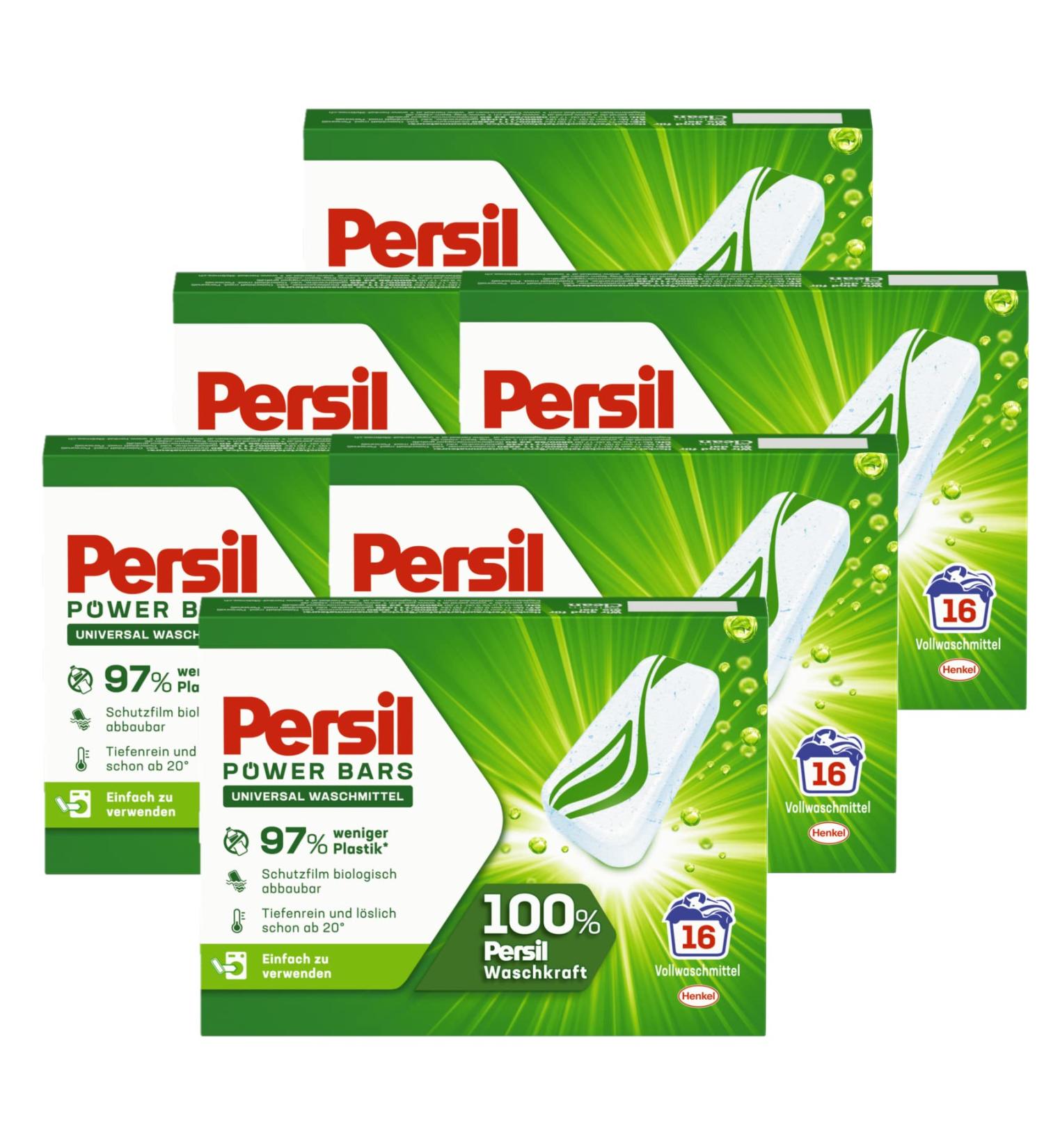 Buy Persil Power Bars Universal Detergent | 96 Washpia Pre-Dose Eco-Friendly Laundry Solution | Hygienically Pure from 20 C | 6-Pack - Buy Online on SooperMarket.com