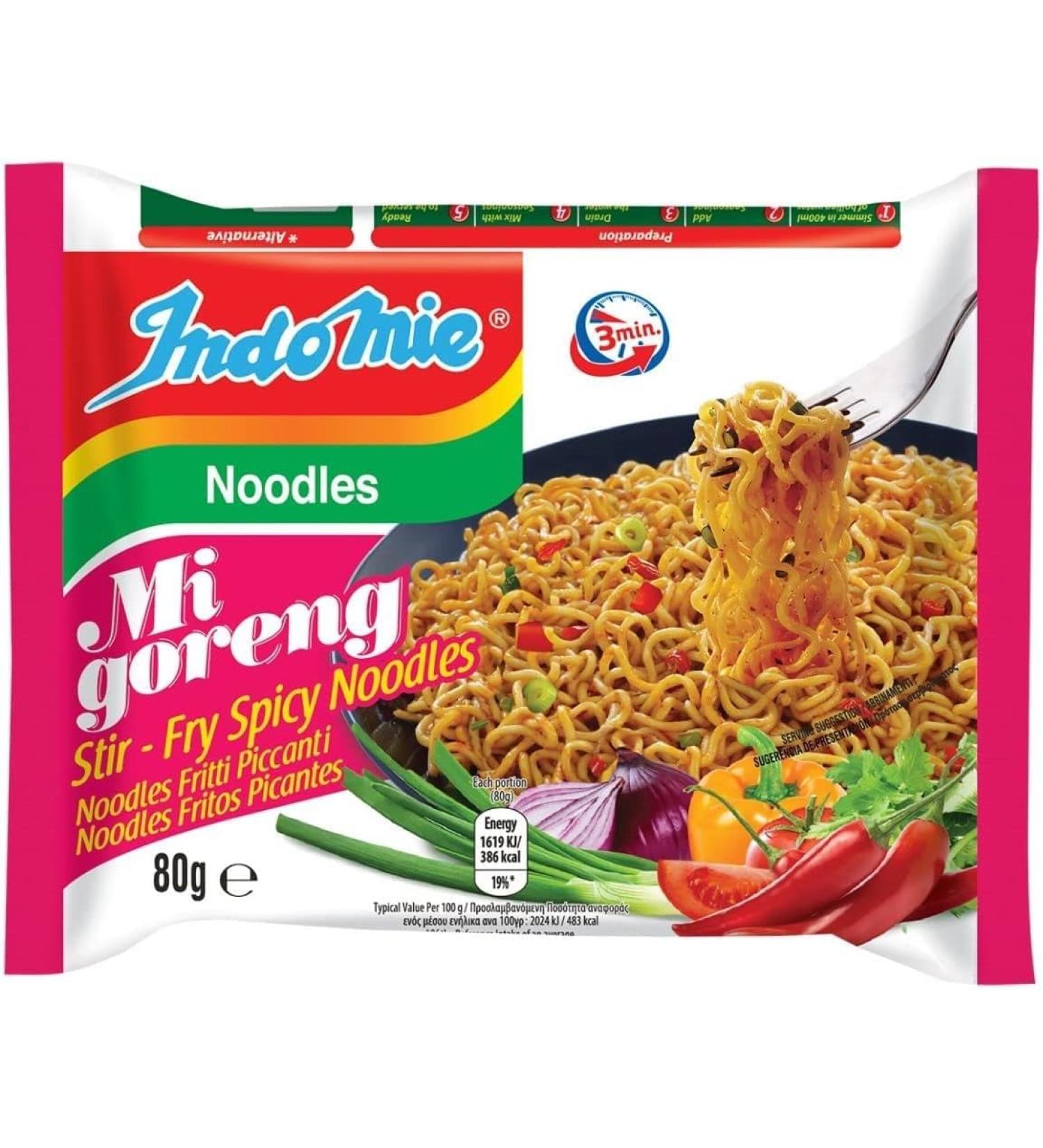 Indomie Mi Goreng Stir Fry Spicy Noodles 80g Pack of 40 by Purple Pantry Foods - Buy Online on SooperMarket.com