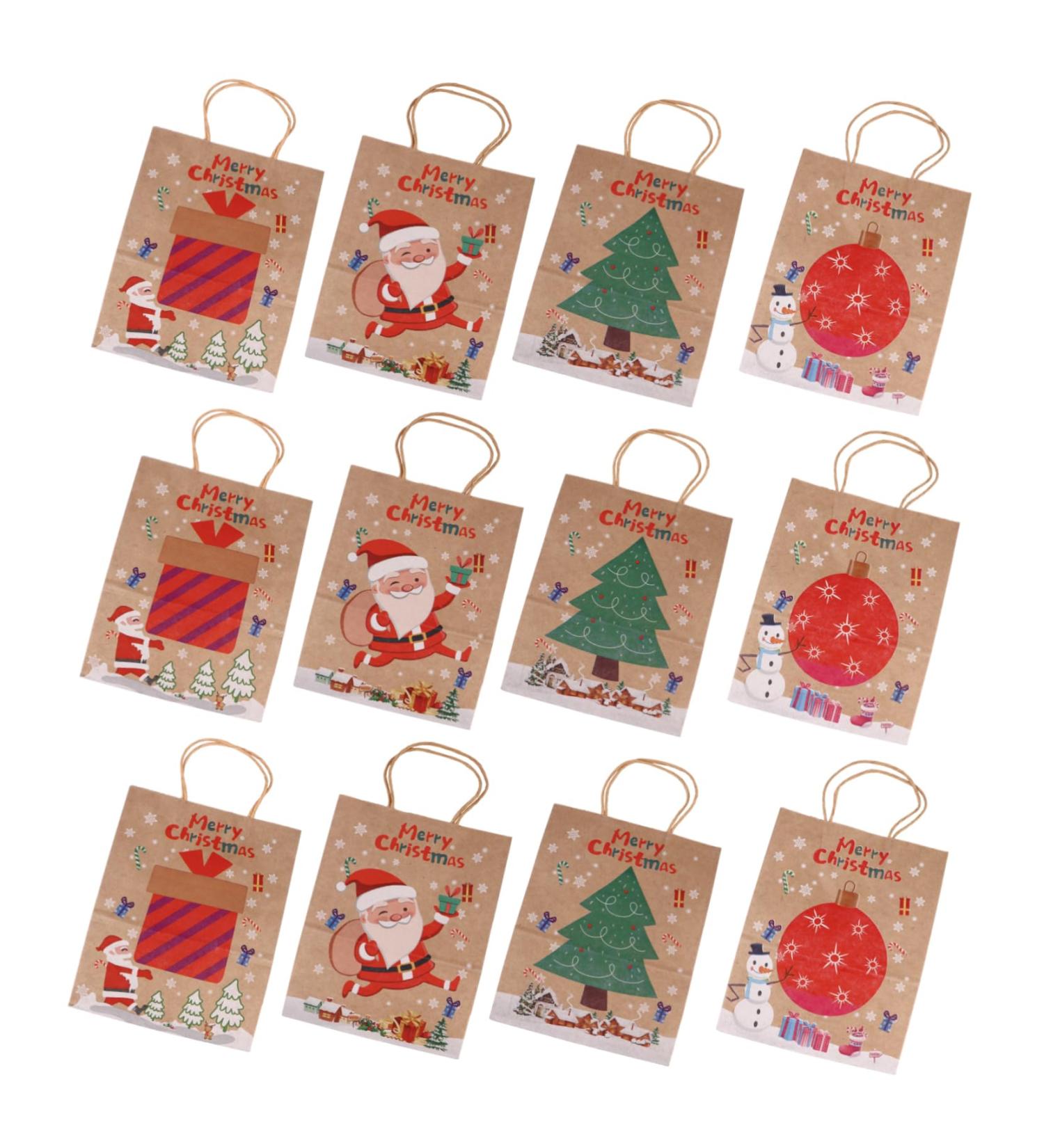 KOMBIUDA Xmas Treat Bags 1 Set 12 Pcs Christmas Tote Bag Candy Bags Wrapping Bags Packing Bag Paper Bag Kraft Paper 27X21X11CM Assorted Color - Buy Online on SooperMarket.com