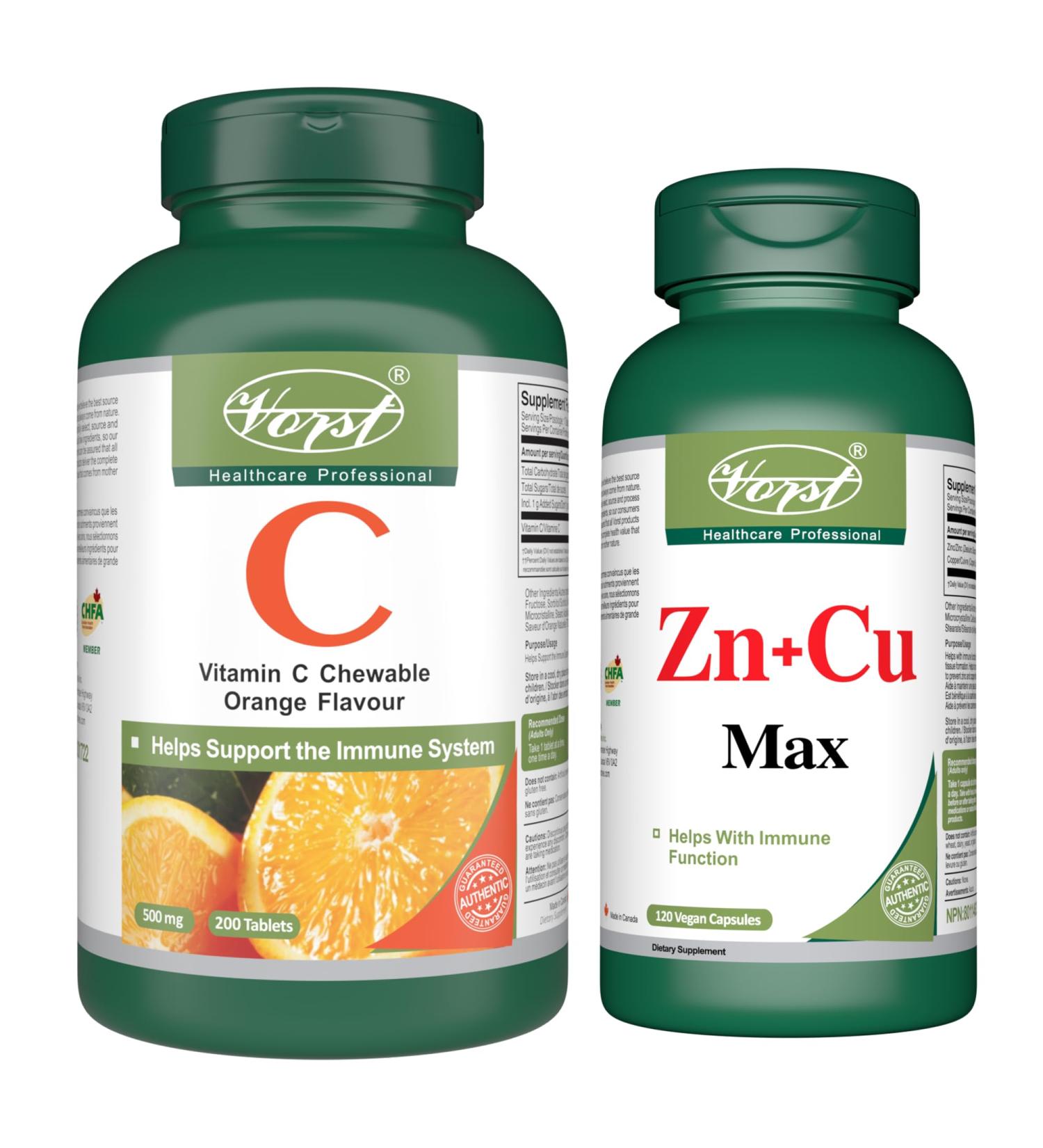 VORST Vitamin C 500mg 200 Tablets and Zinc + Copper 120 Capsules - Buy Online on SooperMarket.com