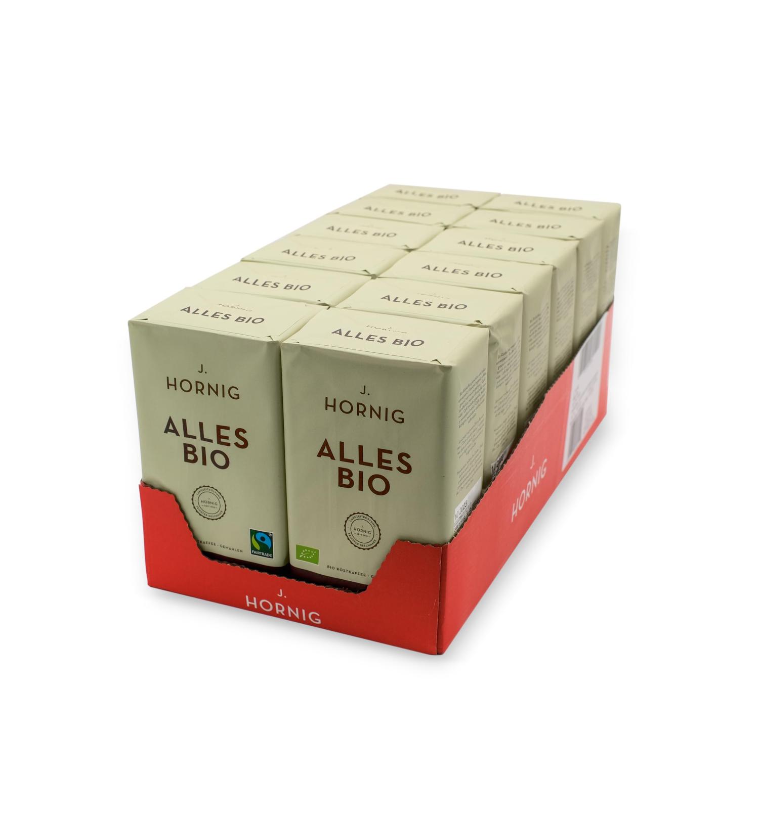 J. Hornig Organic & Fair Trade Coffee Grounds - 12x500g | Intense Aroma & Strong Taste for Filter French Press & Espresso - Buy Online on SooperMarket.com