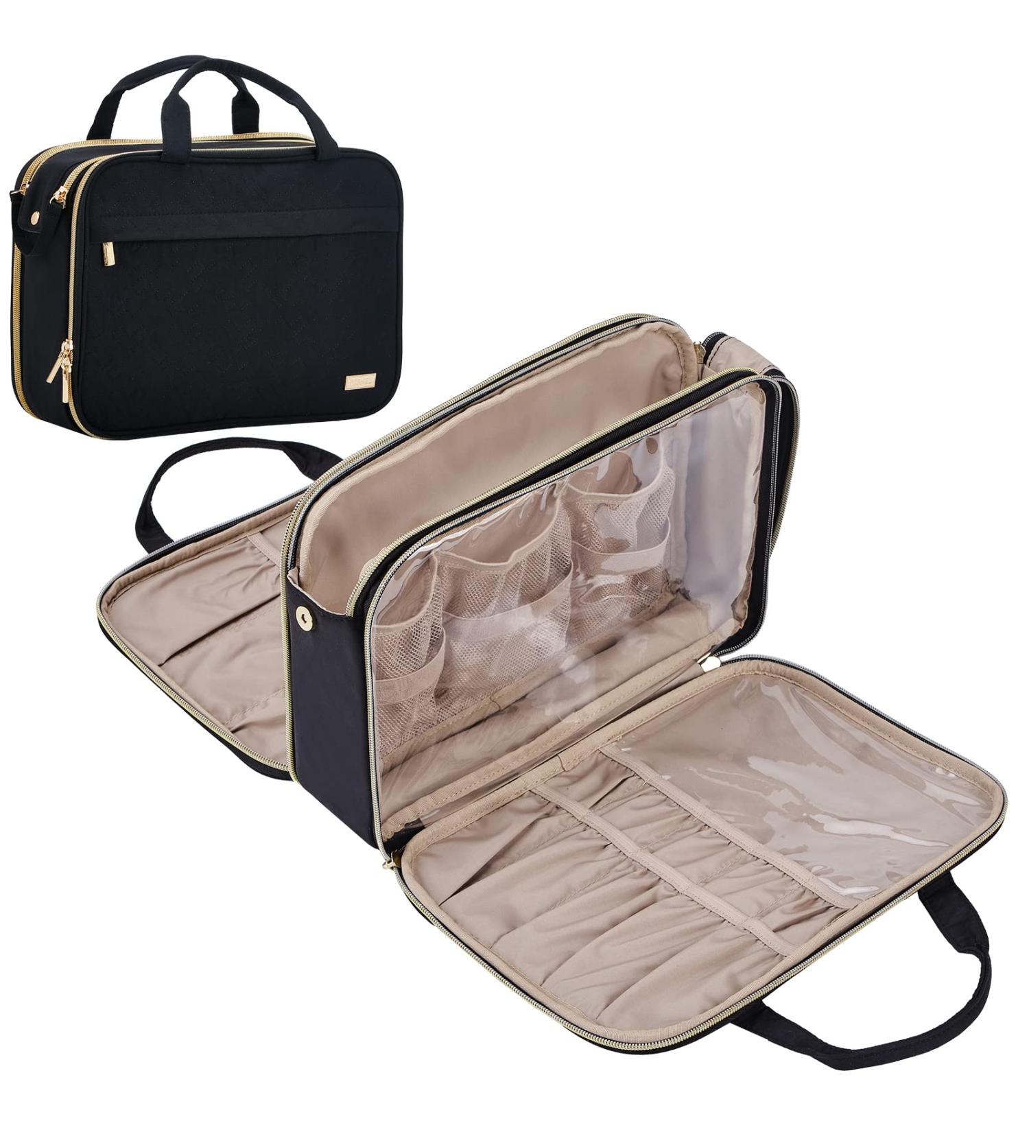 NISHEL Portable Travel Toiletry Bag & Makeup Organizer - Stand Up Cosmetic Case for Travel - Black - Buy Online on SooperMarket.com