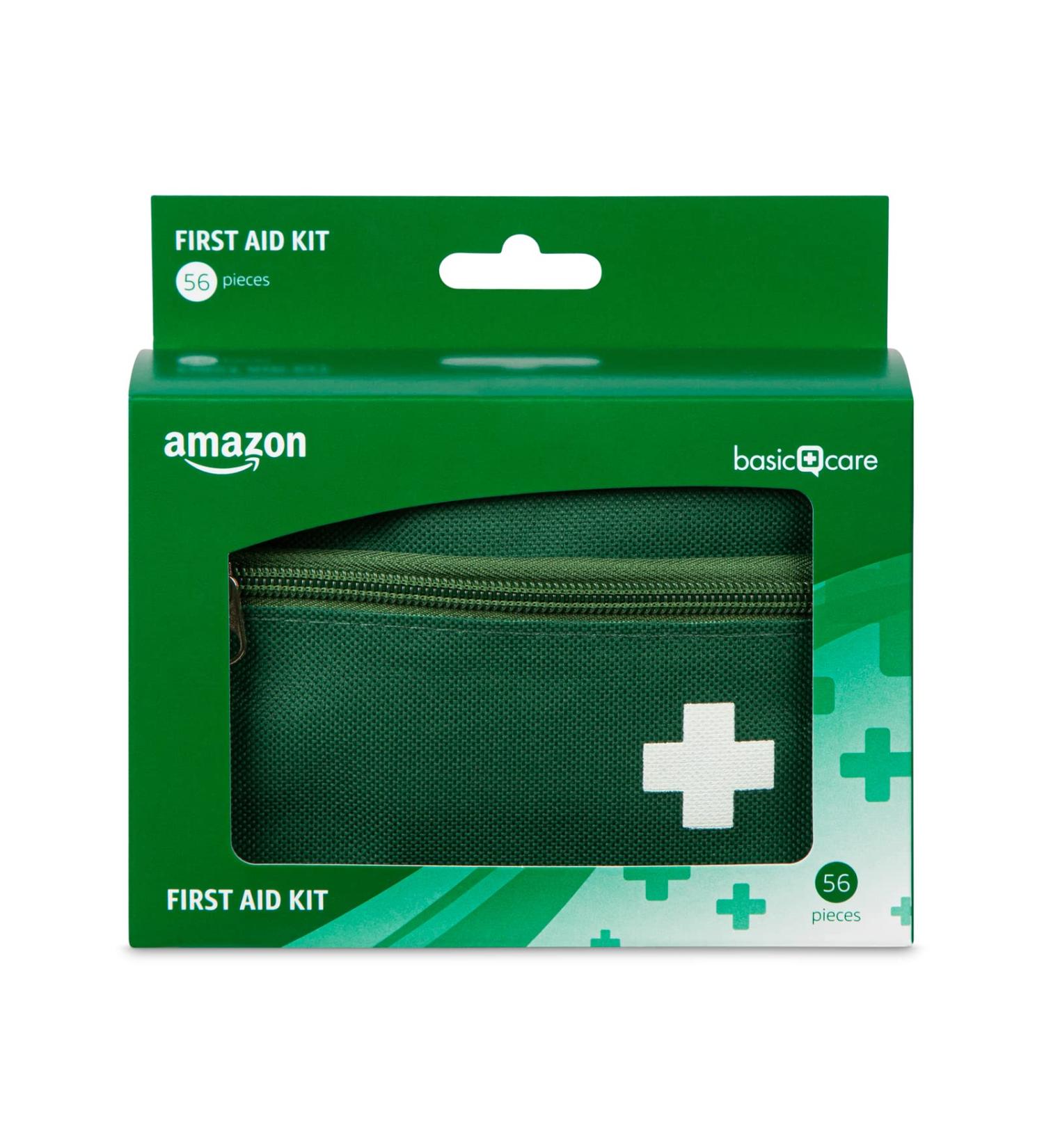 Amazon Basic Care First Aid Kit - 56 Pieces Green | Premium Emergency Supplies for Home & Travel - Buy Online on SooperMarket.com