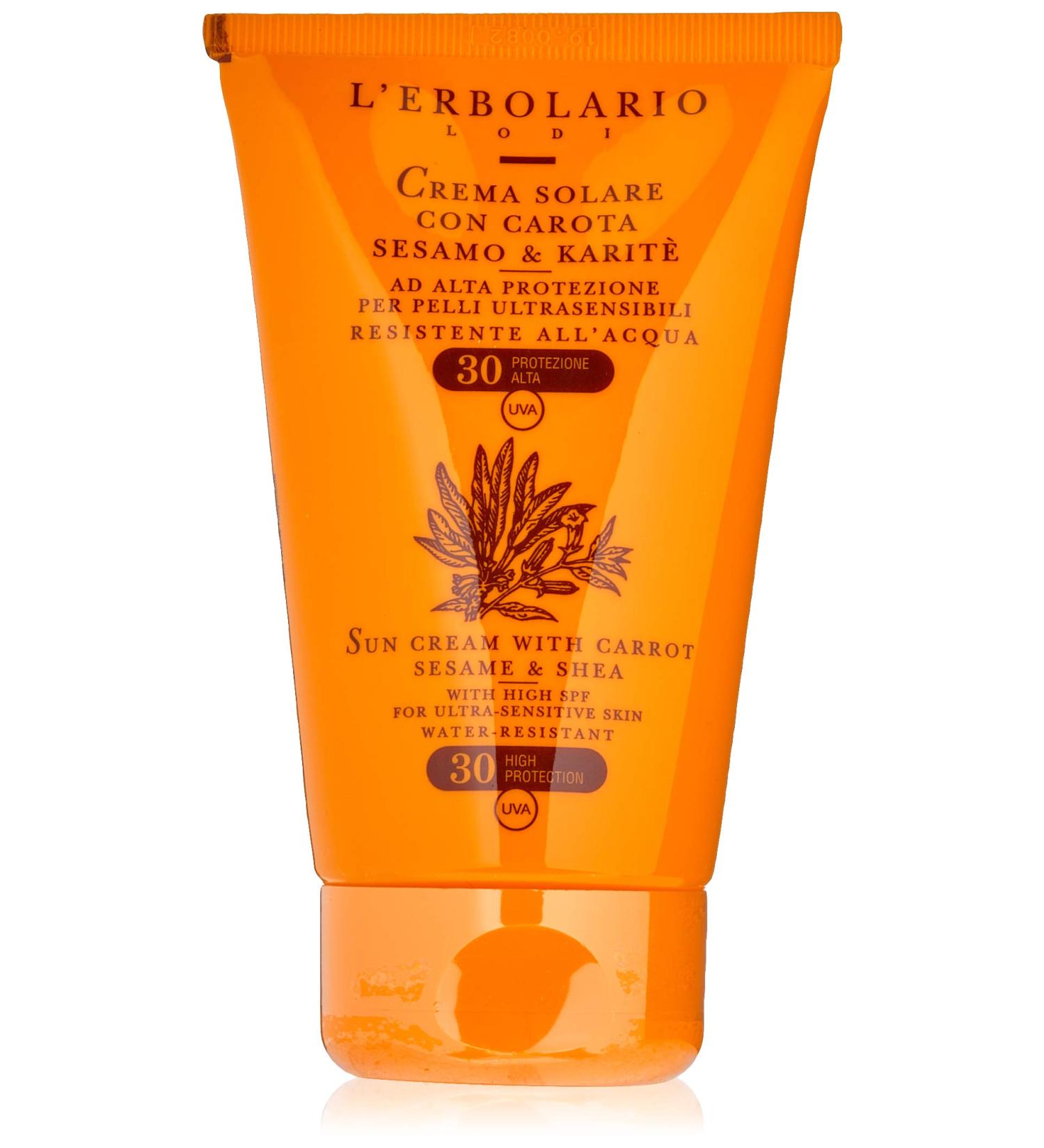 L'Engolario High Protection Sunscreen for Sensitive Skin - SPF 30 Water Resistant with Carrot Sesame & Shea Butter - 125 ml - Ideal for Children - Buy Online on SooperMarket.com