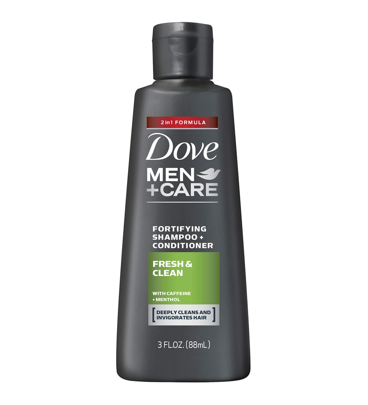 Dove Men+Care Fortifying 2 in 1 Shampoo and Conditioner for Normal to Oily Hair Fresh and Clean with Caffeine Helps Strengthen and Nourish Hair 3 oz