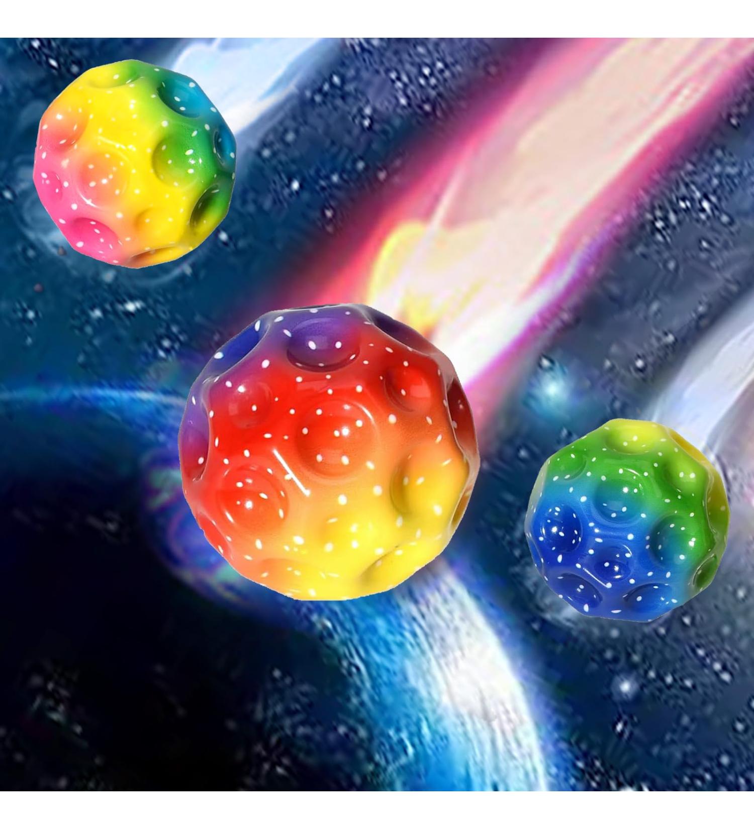 Astro Jump Ball - 3 Multicolored Galaxy Space Moon Balls | 7cm Spruinge Rubber for Kids | Fun Outdoor Stress Relief Toys - Buy Online on SooperMarket.com