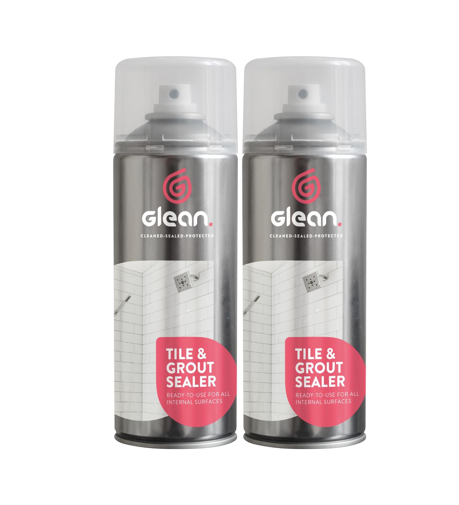 GLEAN Tile & Grout Sealer Spray | CLEAR | Transparent Grout Sealer Waterproof Protection | Bathroom & Kitchen Tile & Grout Protector | Stops Stains Grease Mould & Limescale | 2 x 400ml