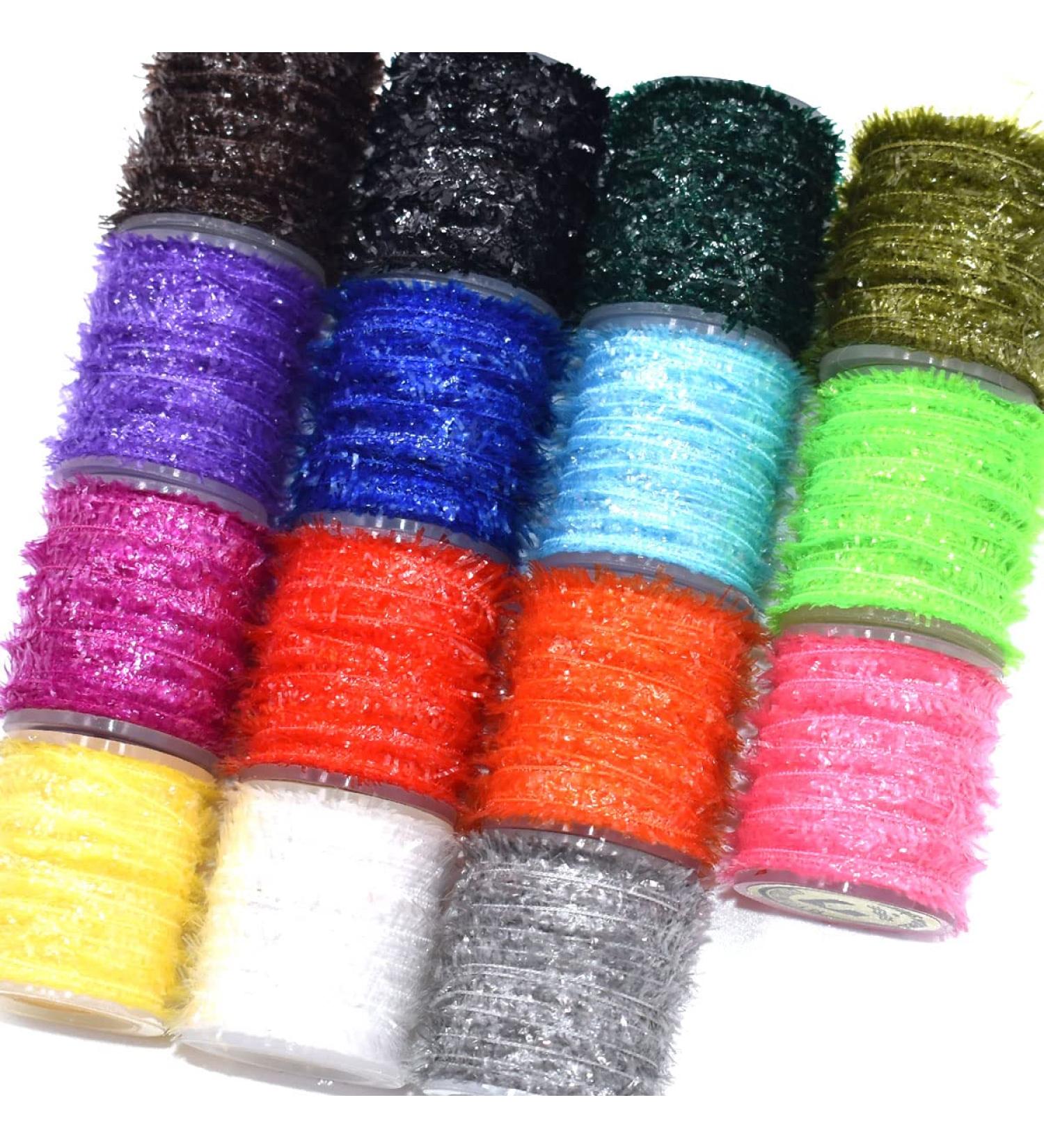 15 Spools Multi Color Tinsel Chenille & Crystal Flash Line - 150M Total for Fly Fishing Tying - Nymphal Bugs & Scud Material - Buy Online on SooperMarket.com