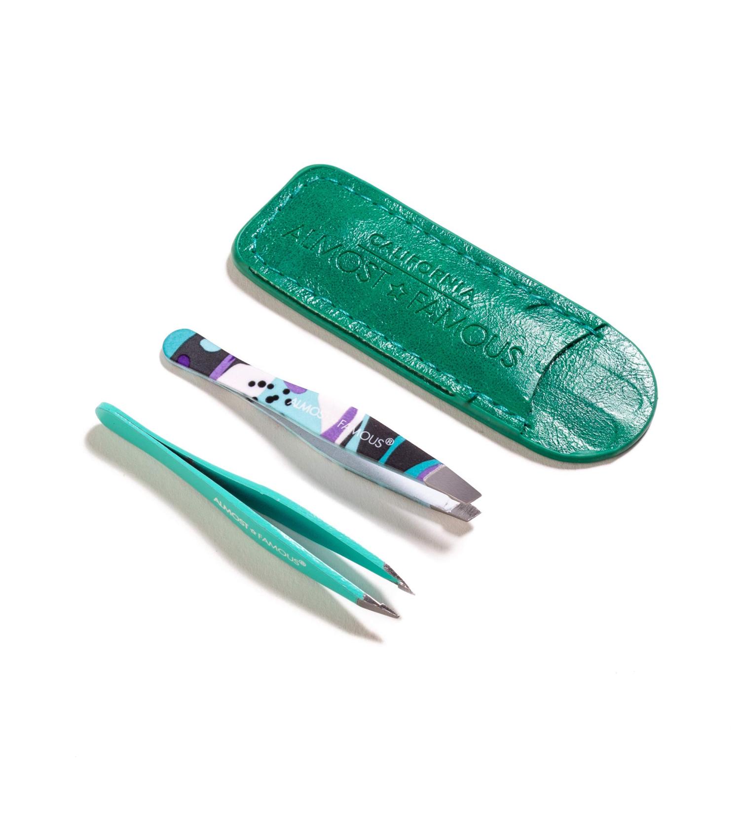 Premium Ingrown Hair Removal Tweezers Set with Leather Case - Green (Pack of 2) | Precision Facial Hair Removal Tool for Women and Men - Perfect Holiday Gift - Buy Online on SooperMarket.com