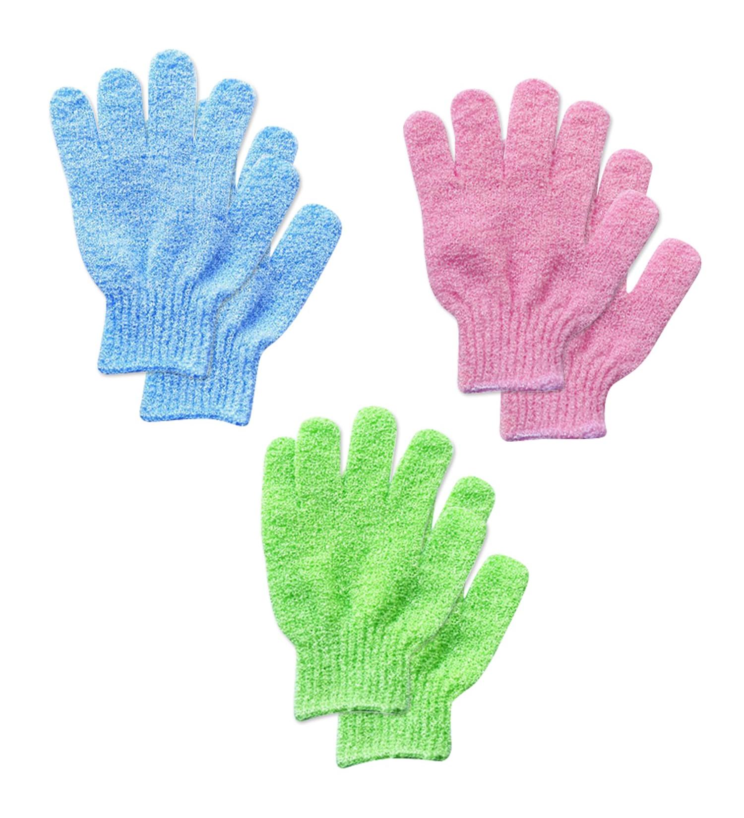 3 Pairs Exfoliating Gloves - Natural Loofah Bathing Mitts for Deep Body and Face Scrubbing - Dead Skin Remover for Adults and Kids - Buy Online on SooperMarket.com