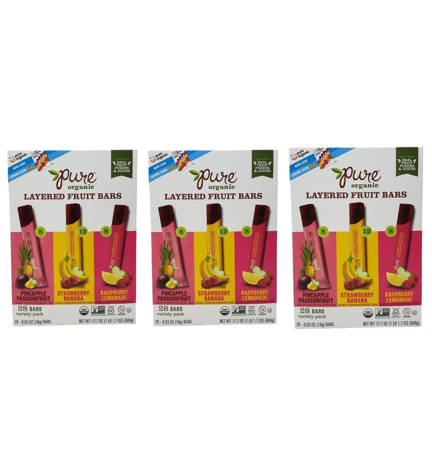 Organic Layered Fruit Bars - Pineapple Passion, Strawberry Banana, Raspberry Lemonade - 84 Bars (Pack of 1) - Buy Online on SooperMarket.com