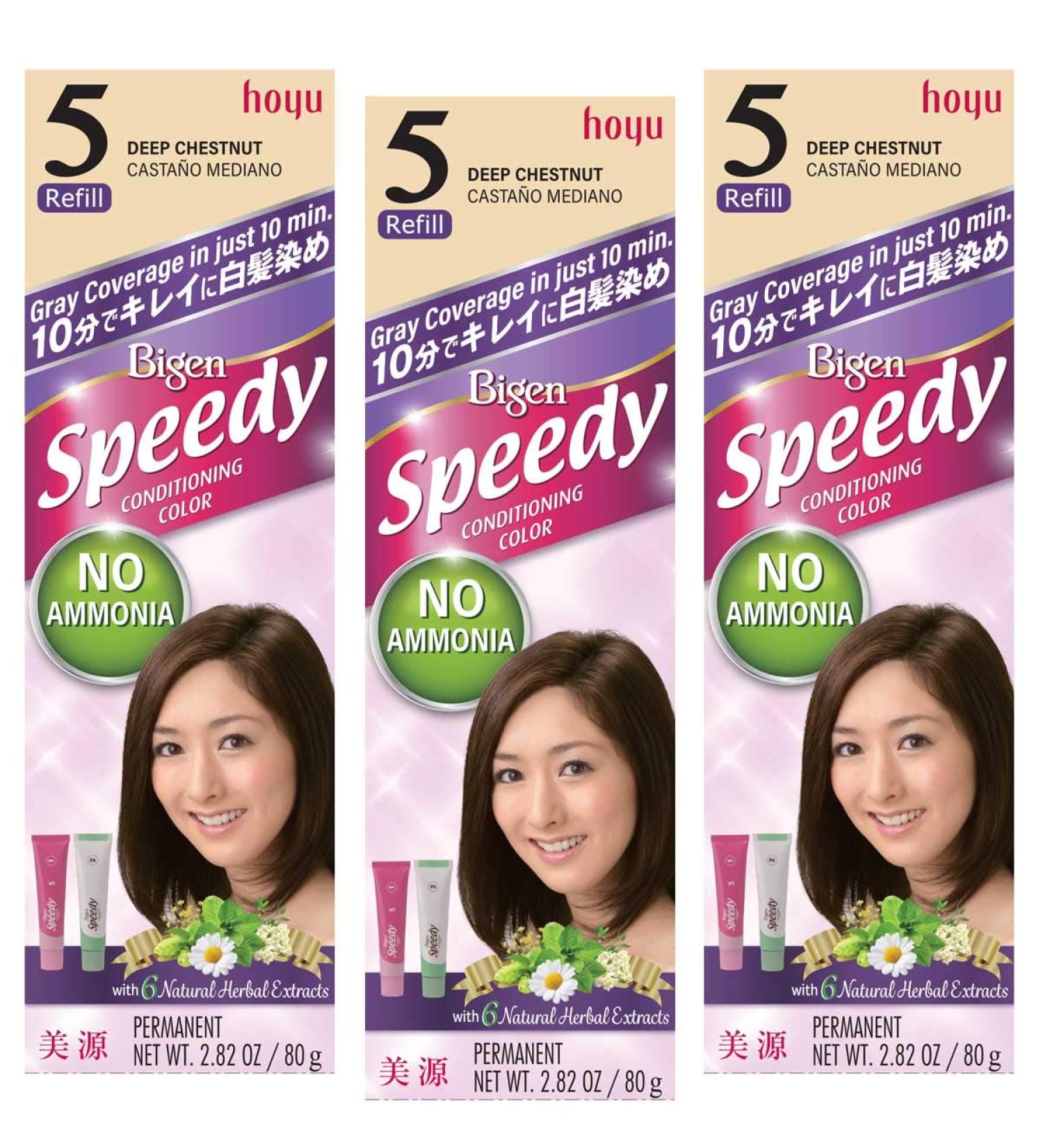 HOYU Bigen Speedy Hair Color Refill No. 5 Deep Chestnut (Pack Of 6)
