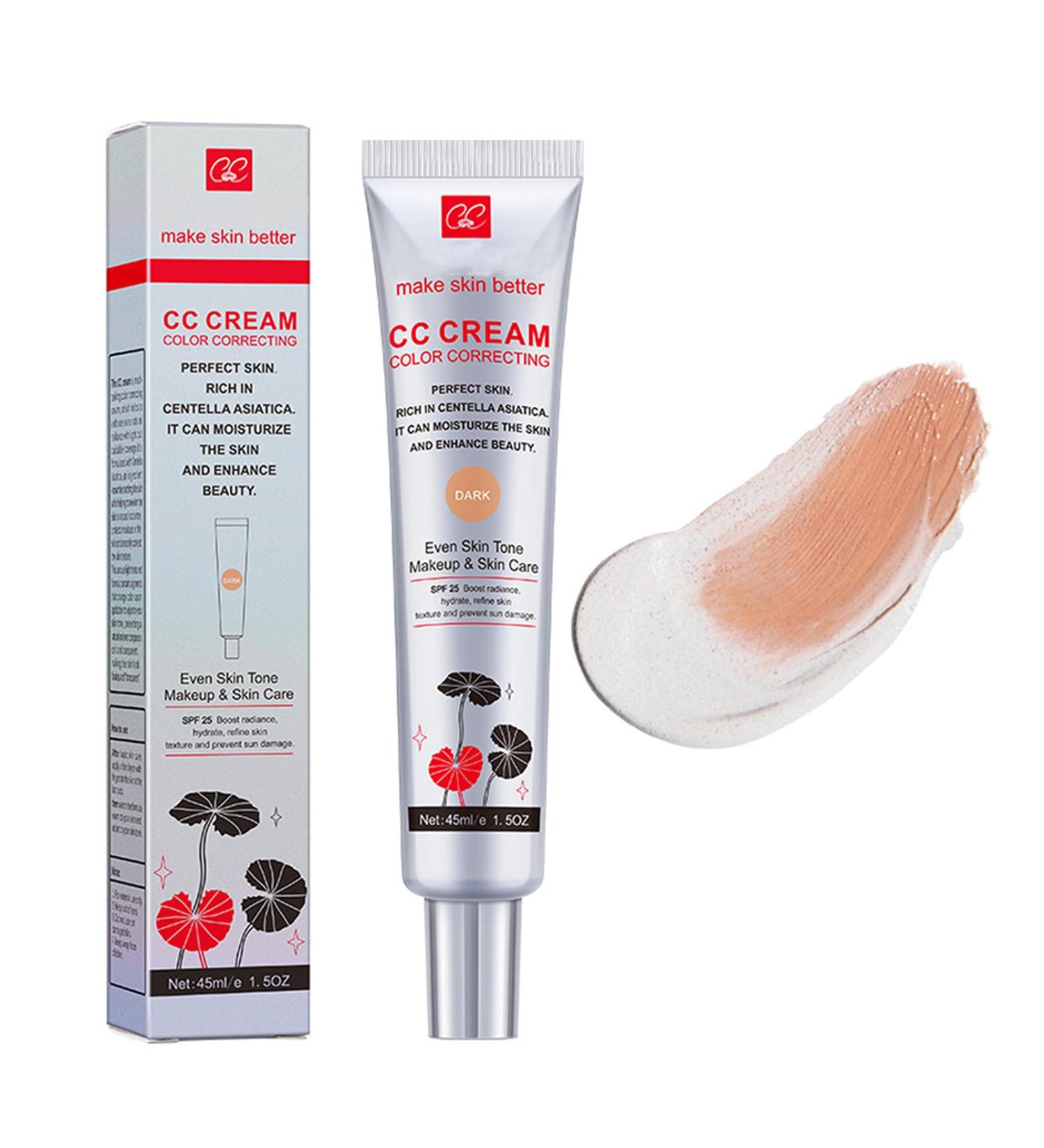 Color Correcting CC Cream with Centella Asiatica | Moisturizing Lightweight Foundation SPF 25 | Hydrating Tinted Sunscreen & Pre-Makeup Primer for Even Skin Tone & Pore Blurring - Buy Online on SooperMarket.com