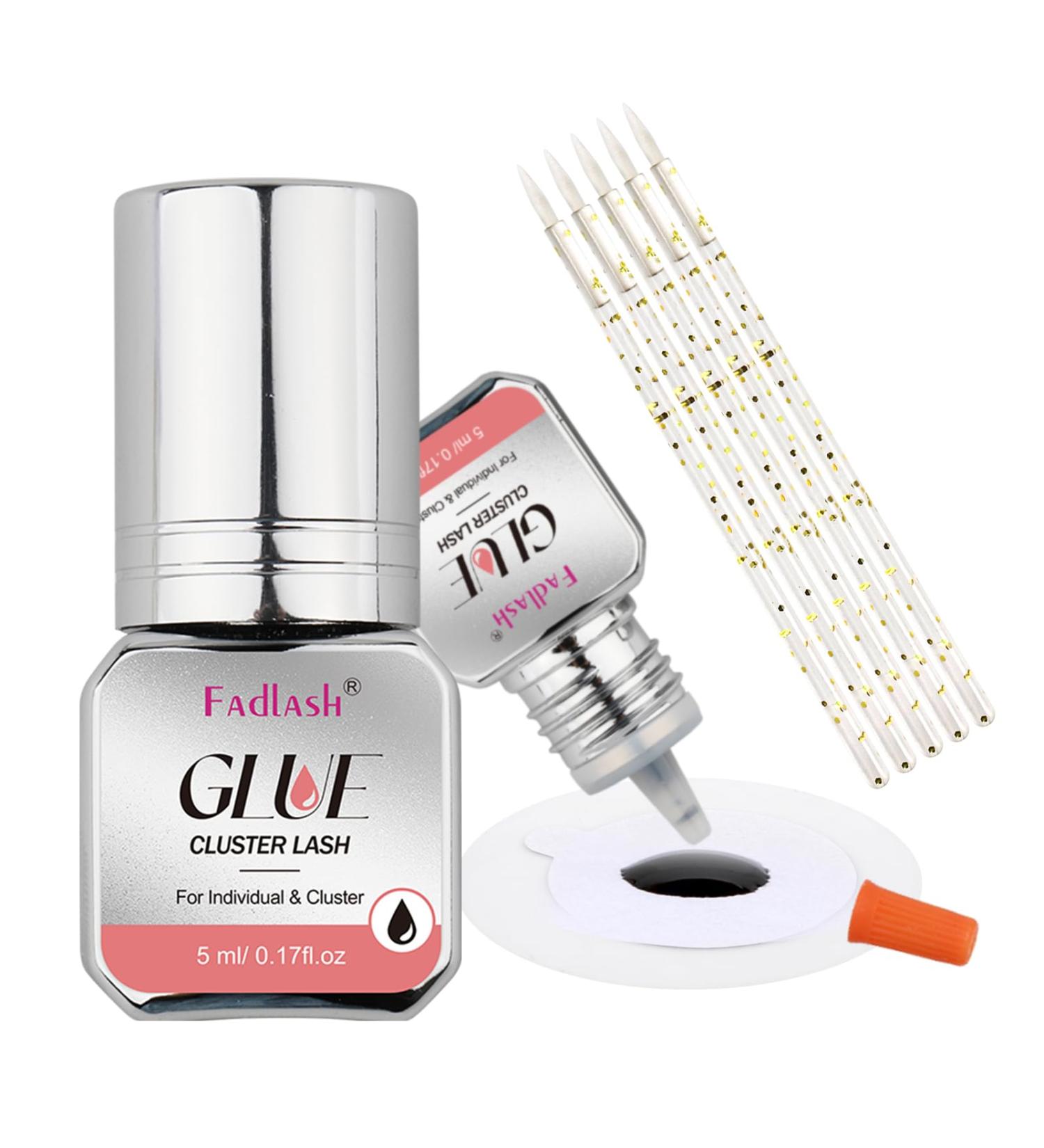 Buy 5ml Individual Eyelash Extension Glue - 2-3s Drying Long Lasting Cluster Lash Supplies DIY Self Application Includes Brushes Black - Buy Online on SooperMarket.com