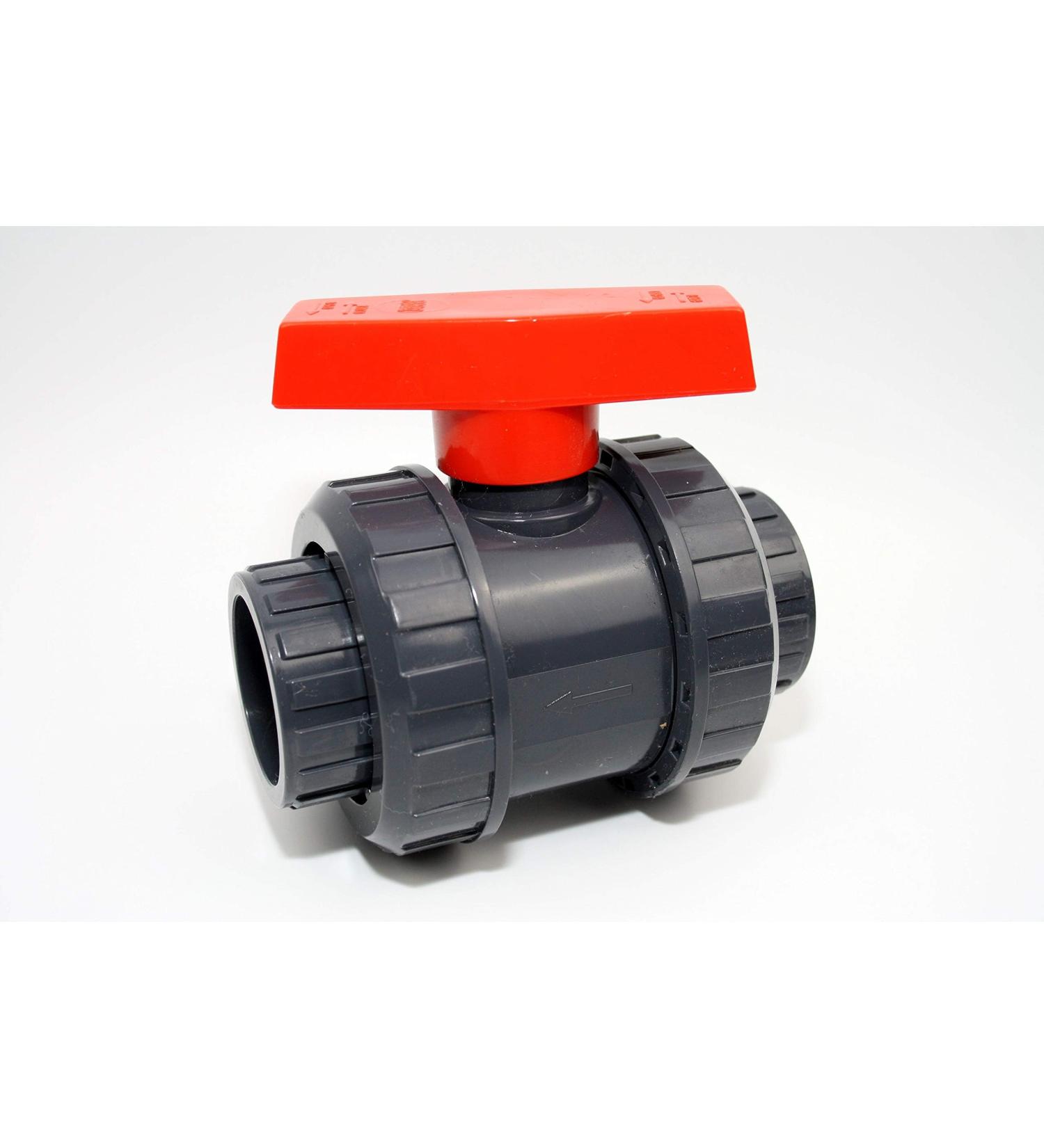 Professional ball valve 63mm with 2 x adhesive socket made of PVC - U 10 bar DIN 8063