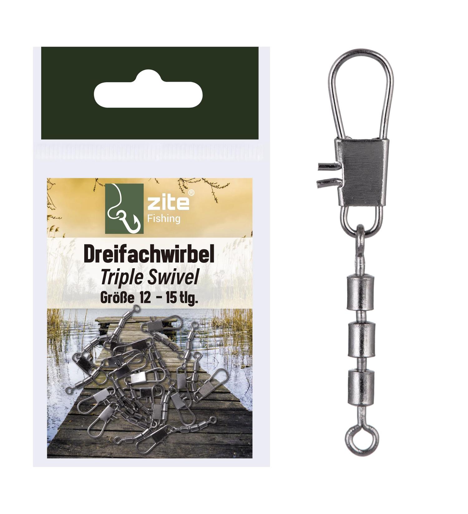 Zite Fishing Triple Swivel Set - 15 Pieces 3 Sizes for Trout & Sbirolino - Essential Fishing Accessories - Buy Online on SooperMarket.com