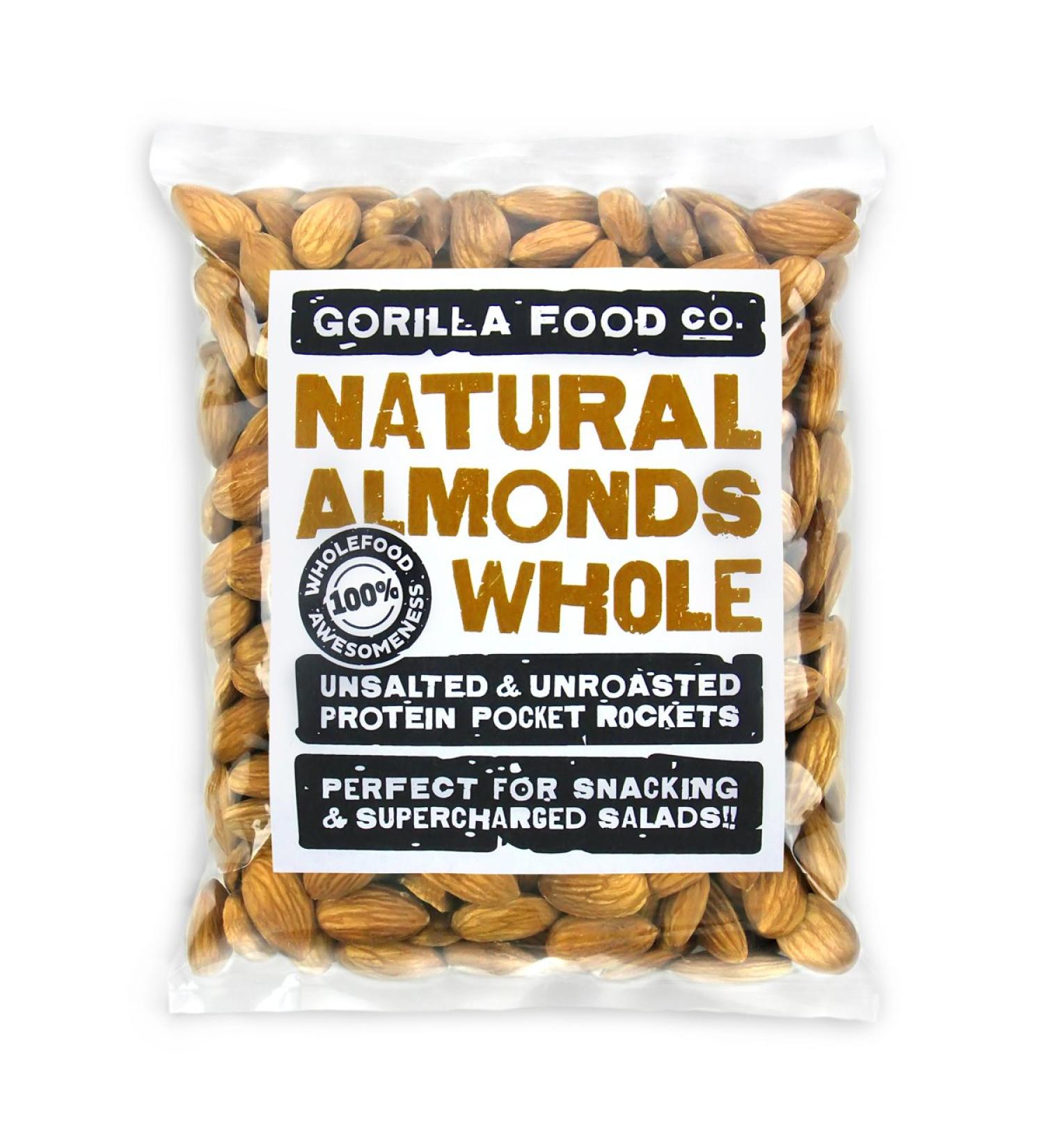 Gorilla Food Co. Natural Almonds Whole Raw Californian Extra No.1 Grade - 200g - Buy Online on SooperMarket.com