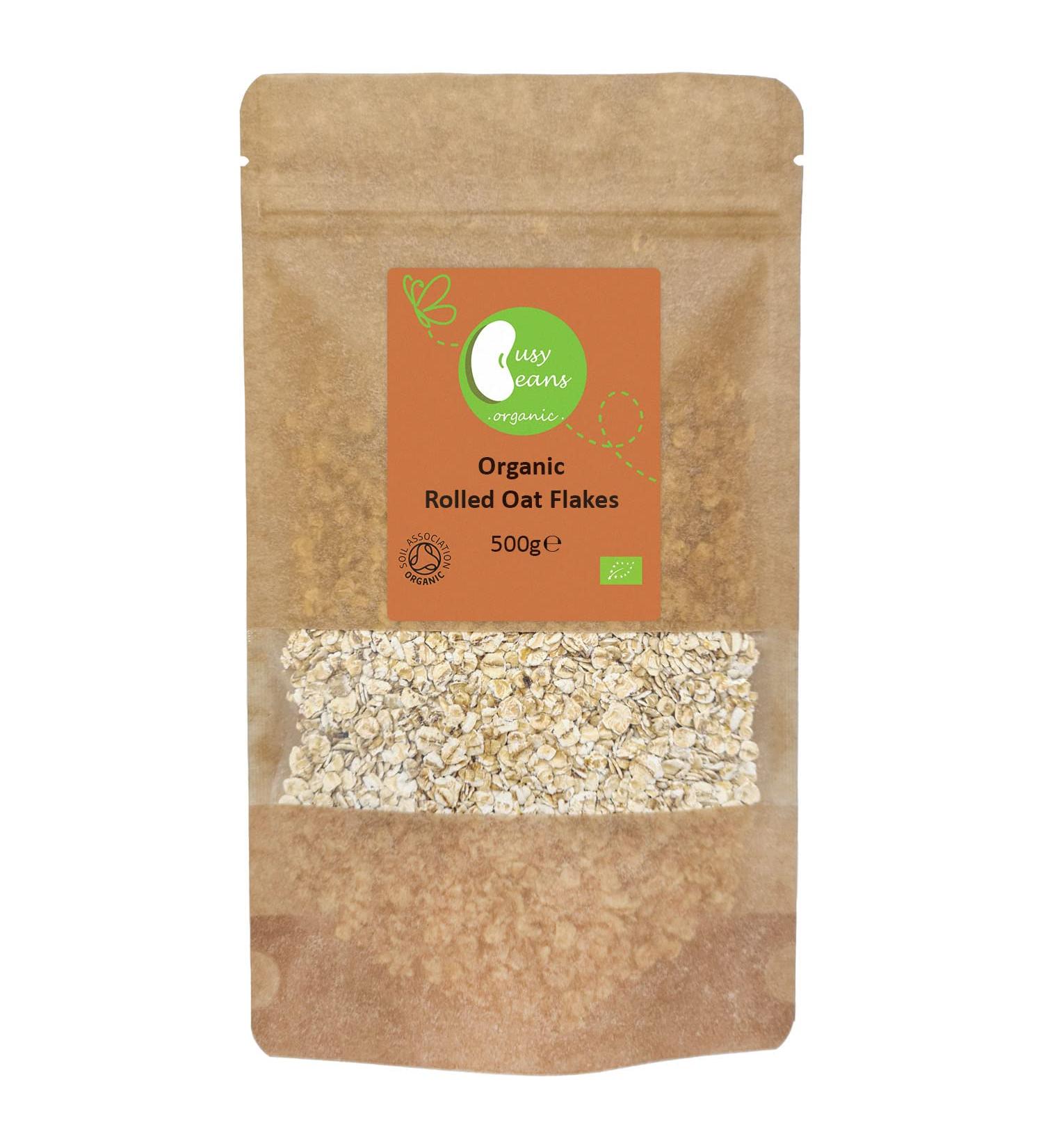 Organic Rolled Oat Flakes - Certified Organic- by Busy Beans Organic (500g)