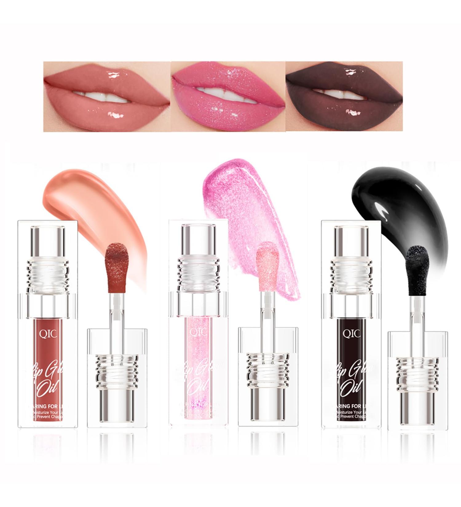 Petansy Color Changing Lip Oil Set | Hydrating Plump Gloss | 3 Natural Shades | Big Brush Tint - Buy Online on SooperMarket.com