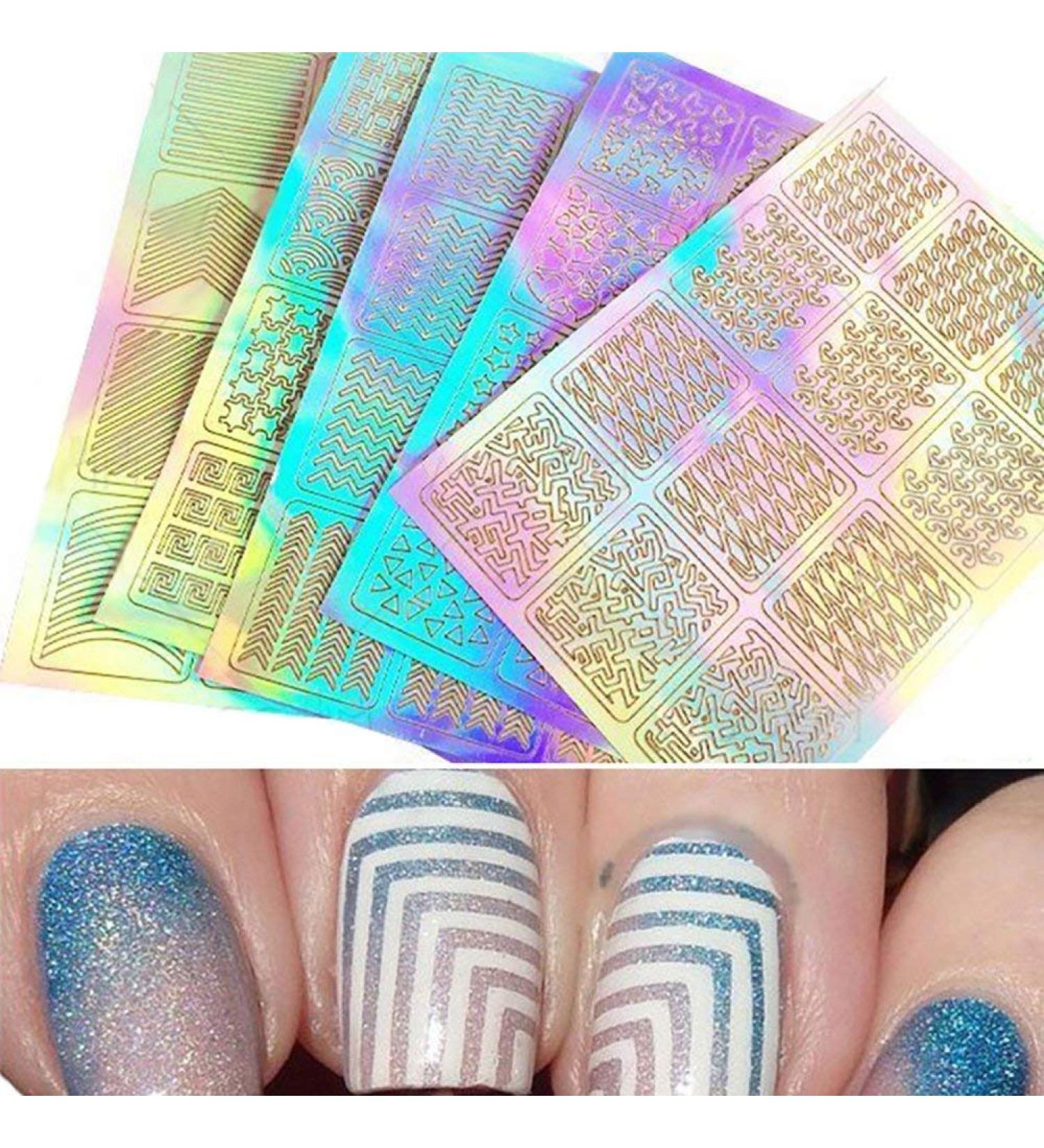 3 Sheets Nail Art Decal Sticker 3D Design French Nail Vinyl Stencil Set Creative and Convenient - Buy Online on SooperMarket.com