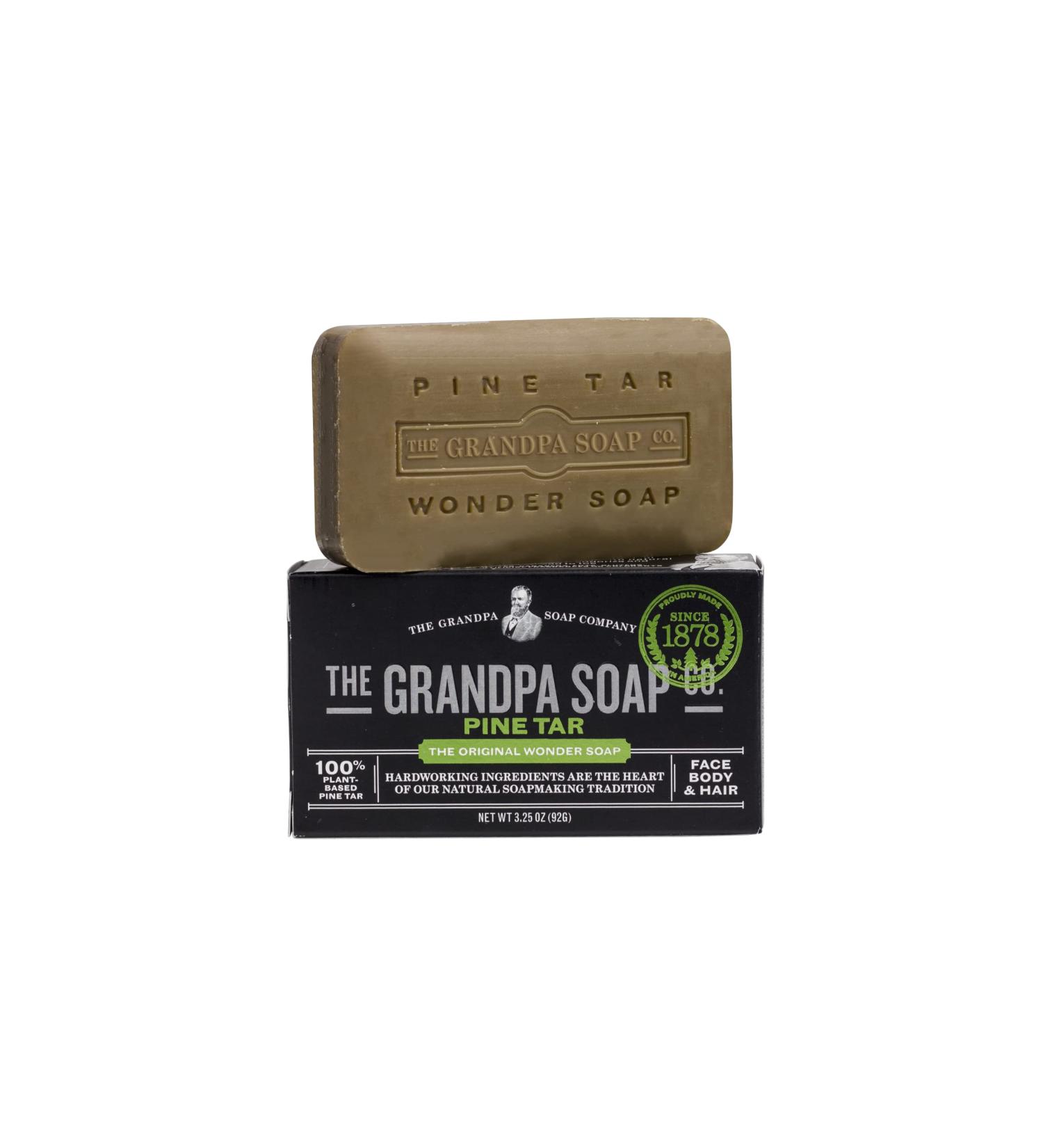 Pine Tar Bar Soap by The Grandpa Soap Company | Vegan 3-in-1 Wonder Soap for Cleansing, Deodorizing, and Moisturizing | 3.25 Oz - Buy Online on SooperMarket.com